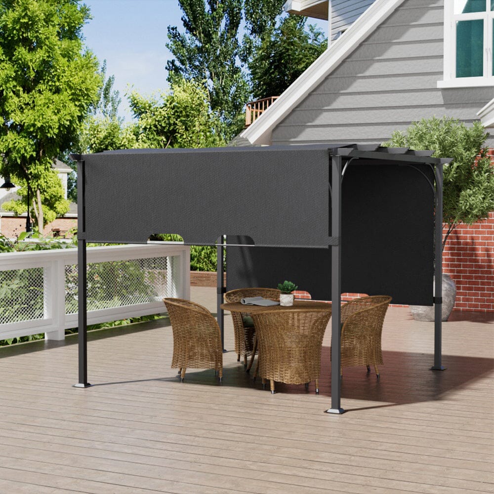 3x3x2.3m/3x4x2.3m Dark Grey Pergola Style Shade Canopy with Adjustable Roof Living and Home 