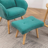 107cm Height Velvet Wingback Lounge Armchair and Footstool Wingback Chairs Living and Home 