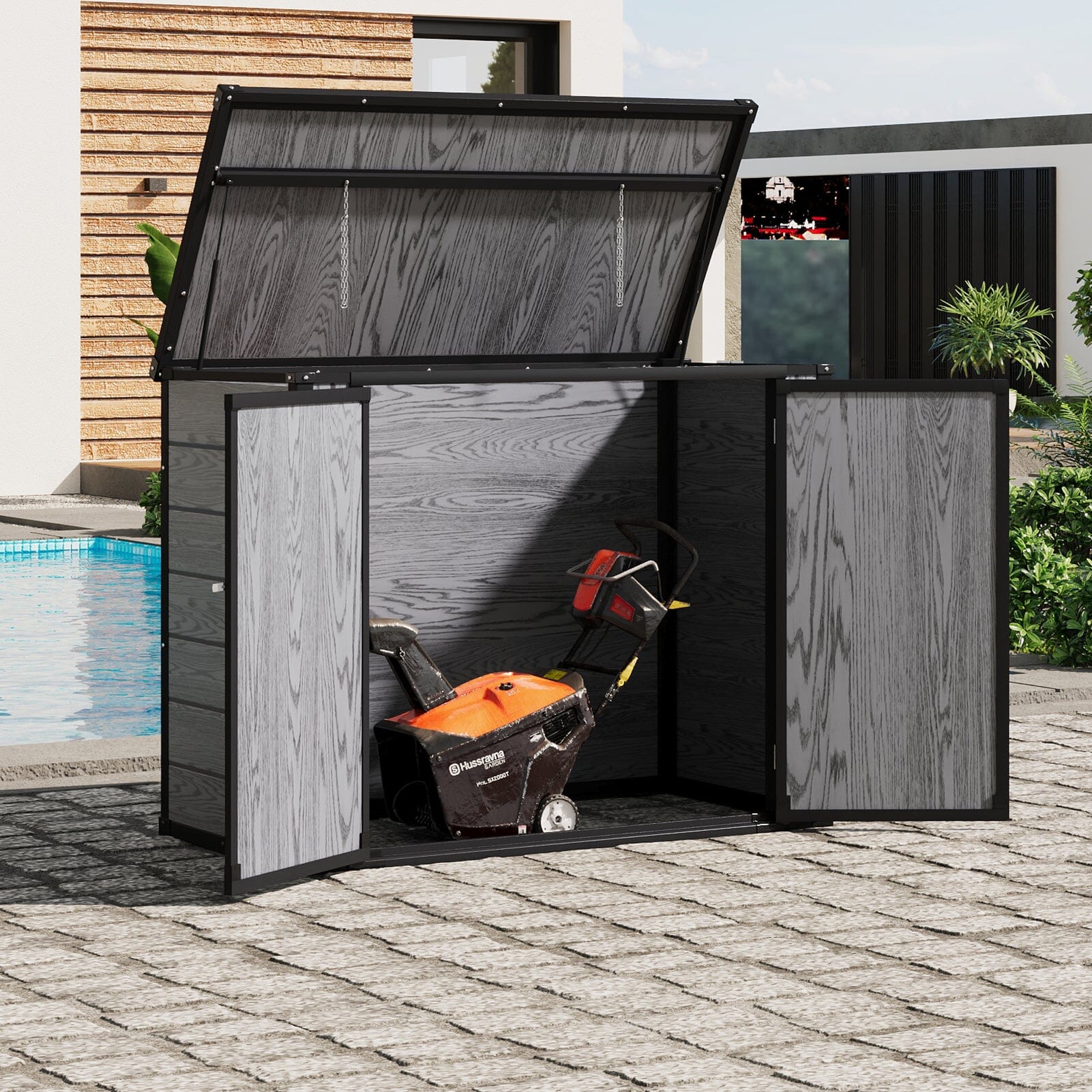 4x2ft Plastic Waterproof Grey Garden Tool Bicycle Storage Shed Living and Home 