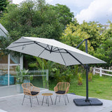 300cm Wide Garden Parasol Outdoor Hanging UV Resistant and Waterproof Umbrella for Patio Parasols Living and Home Parasol + Cross Base + Petal Water Tank Light Grey 