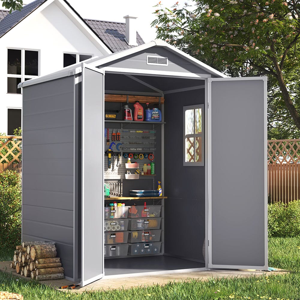 6x4ft Plastic Corrosion-Resistant Garden Storage Shed with Lockable Door Living and Home 