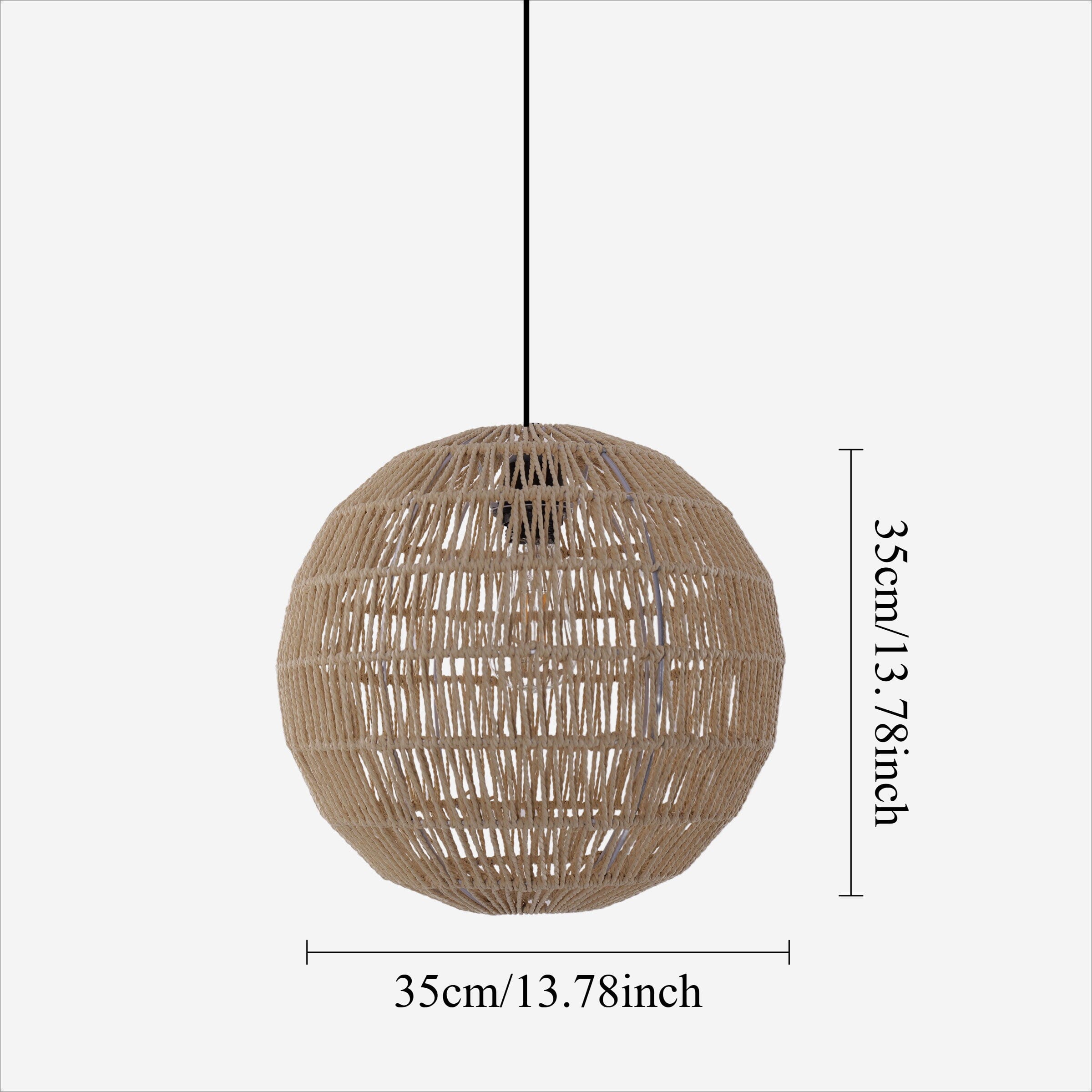 Lightsin Handwoven Cotton Rope and Iron Round Pendant Light for Cozy Spaces Lightsin UK 