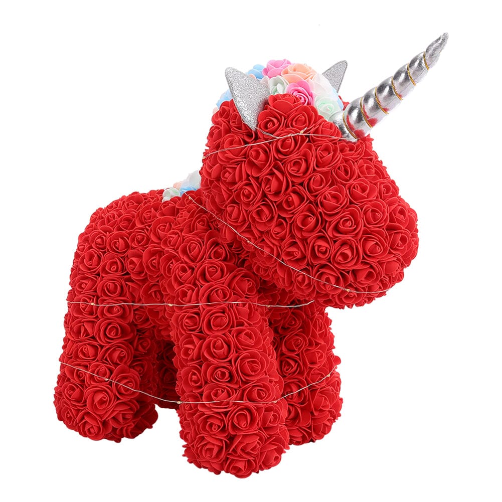 Simulation Foam Forever Rose Red Unicorn Gift Box with Warm Light Strip Living and Home 