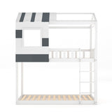 Modern Twin Bunk Bed Slatted Board House Shaped Living and Home 