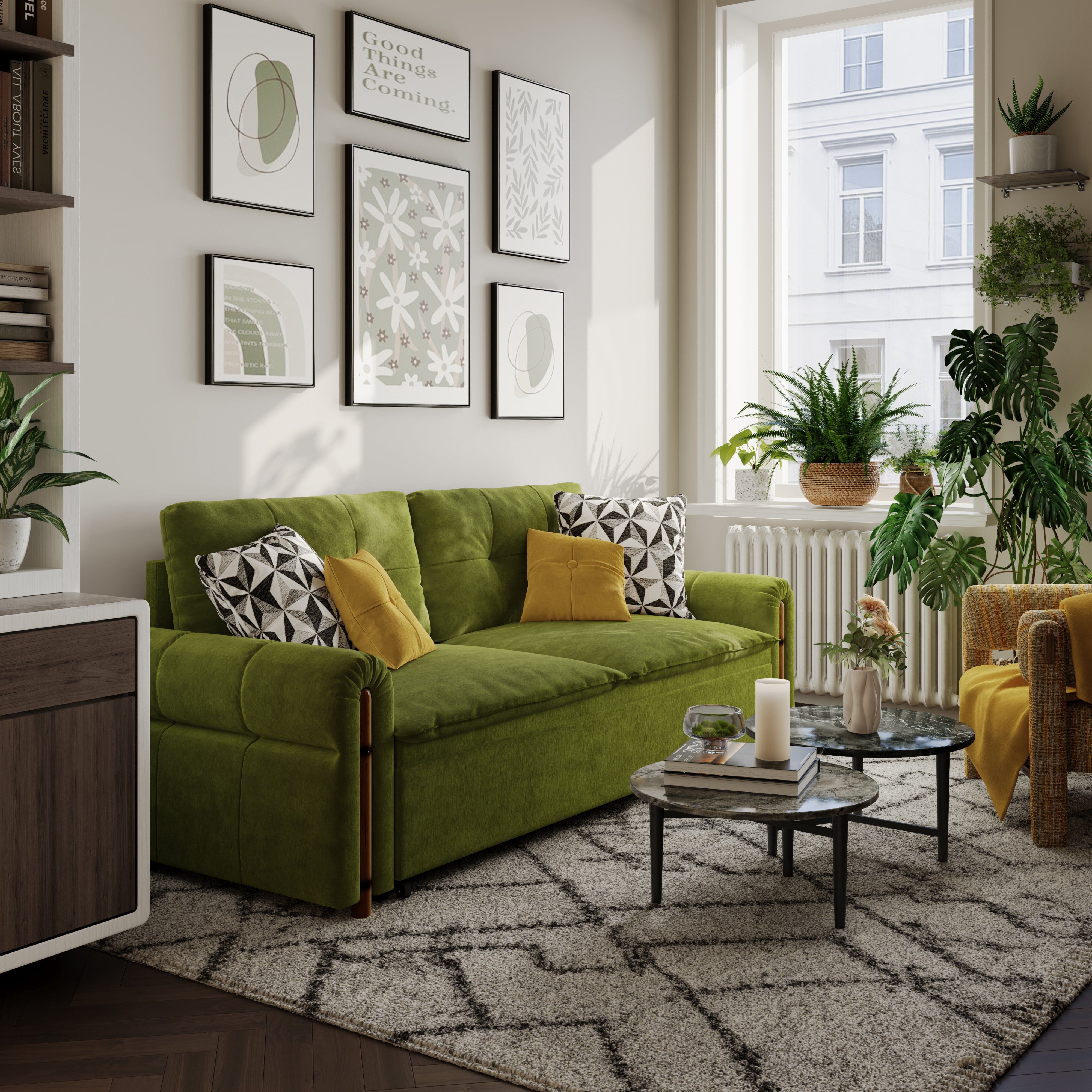 Cottonfy Vintage Pet Friendly Bamboo Design Sofa Bed with Storage Cottonfy UK 