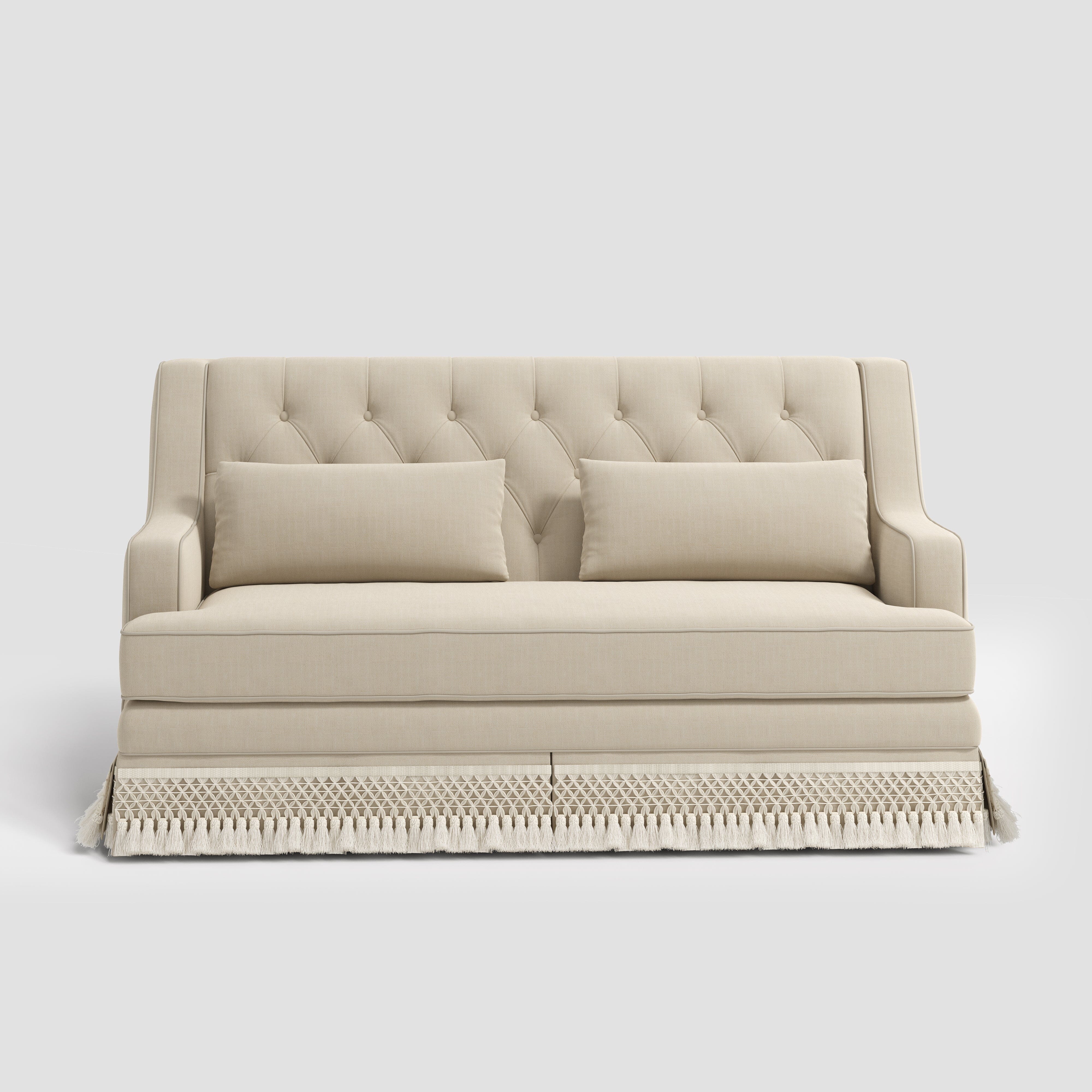 Cottonfy country fringe skirt sofa in cottagecore living room UK