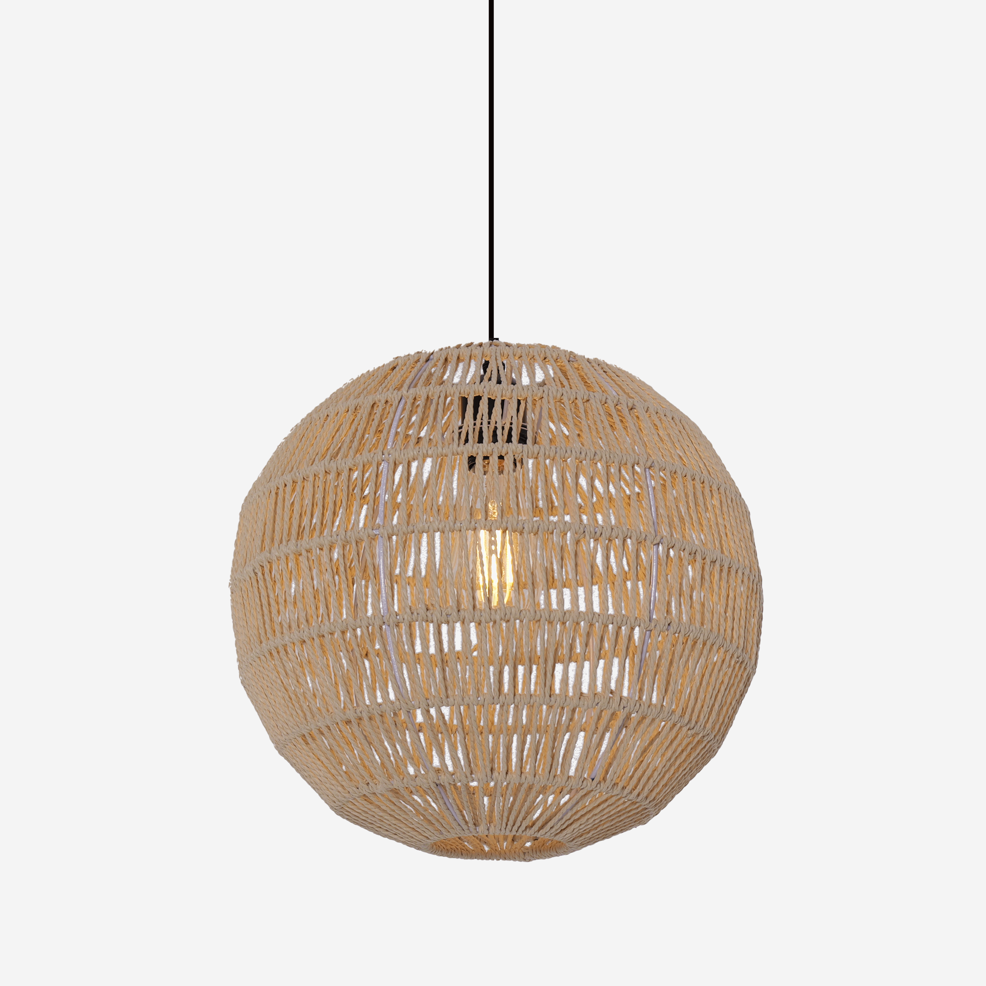 Lightsin Handwoven Cotton Rope and Iron Round Pendant Light for Cozy Spaces Lightsin UK 