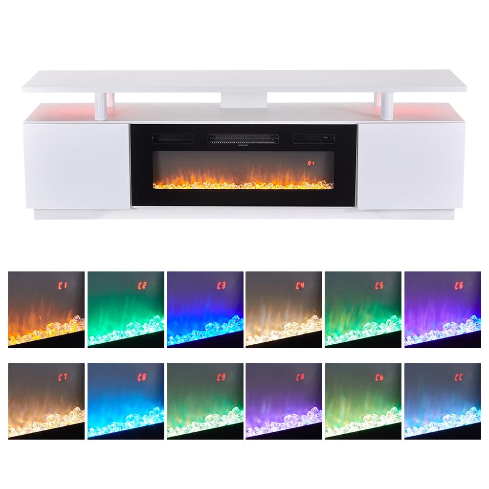 70 inch L Modern LED TV Stand with 12 Colour Electric Fireplace Living and Home 