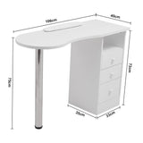 106cm White 3 Drawers Manicure Table with Metal Leg Dressing Tables Living and Home 