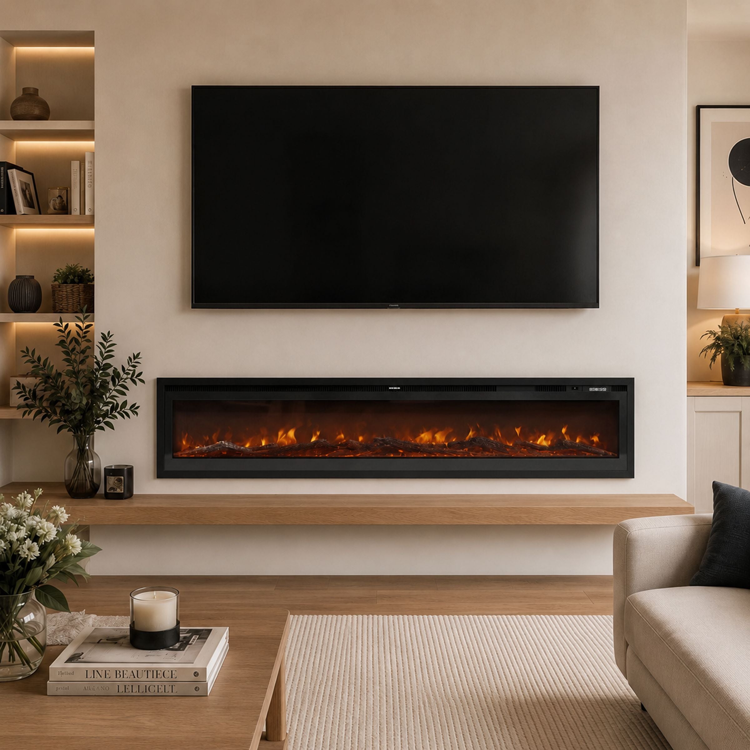40/50/60/70/80 Inch Electric Fireplace 12 Colour LED Flame Effect Heater with Remote Control Freestanding Fireplaces Living and Home 