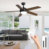 52 Inch Wooden Blades Ceiling Fan with LED Lamp Light Dimmable and Remote Ceiling Fans Living and Home 