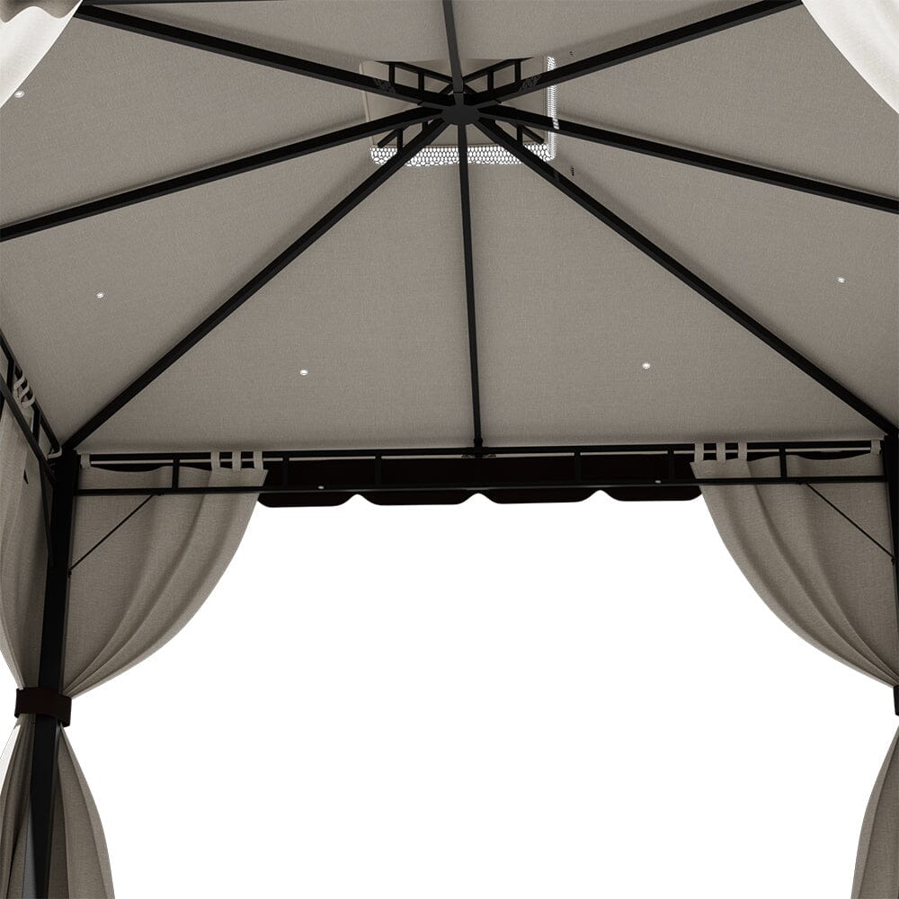 3*3m/4*4m Garden Party Beige Tent with Ground Pegs Living and Home 
