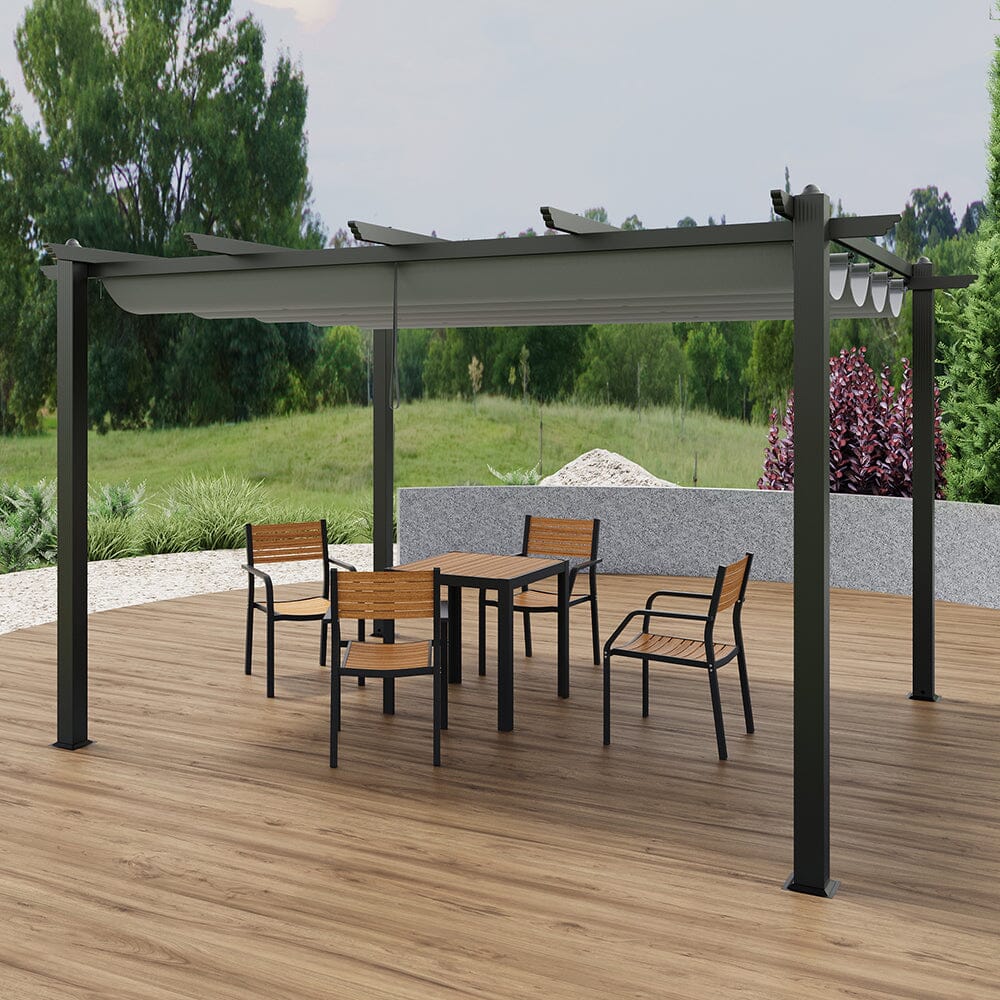 3x3m/3x4m/4x4m All-Aluminum Flat Top Tarp Tent -Off-White/Light Grey Living and Home 4x4m Light Grey 