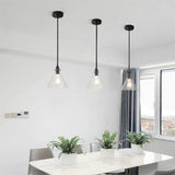 Matte Black 1-Light Pendant with Clear Glass Lampshade Pendant Lights Living and Home 