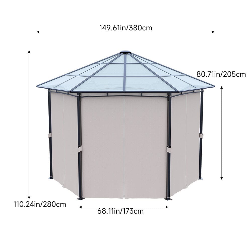 Dark Grey Aluminum & Steel Hexagonal Polycarbonate Canopy Living and Home 
