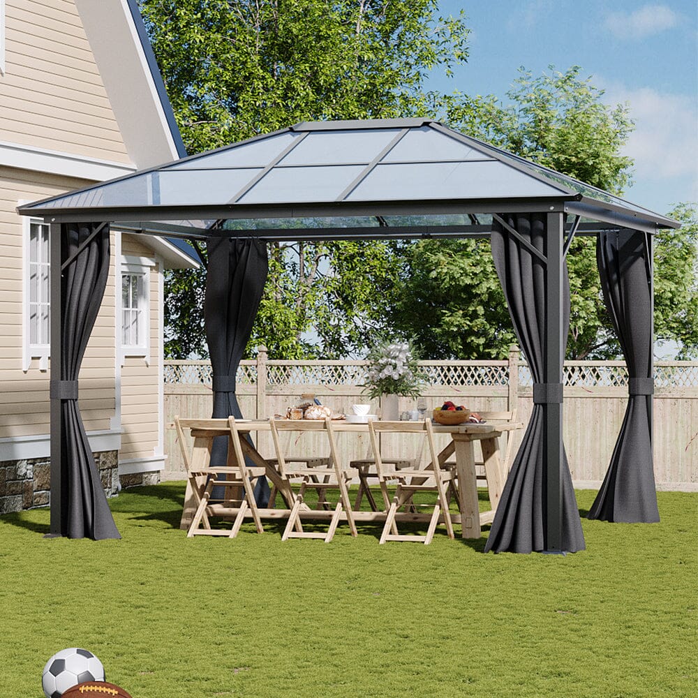 3*3.65*2.6m Dark Grey Single-roof Sunshade Canopy with Surrounding Fabric Living and Home 