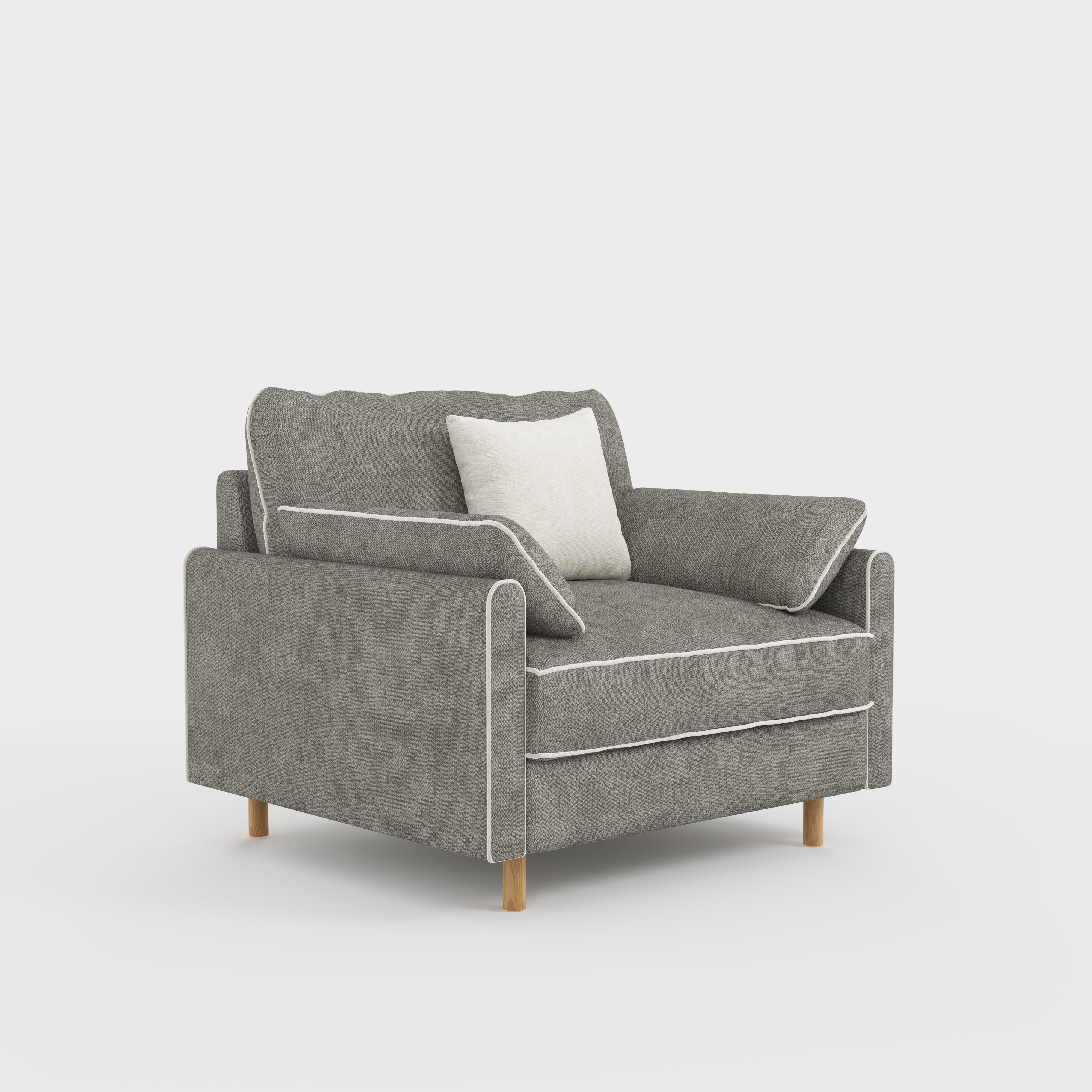 Cotton Linen Detachable Modular Sofa with Fringed Trim Cottonfy UK Single (without Fringed Trim) Flint Gray In Stock