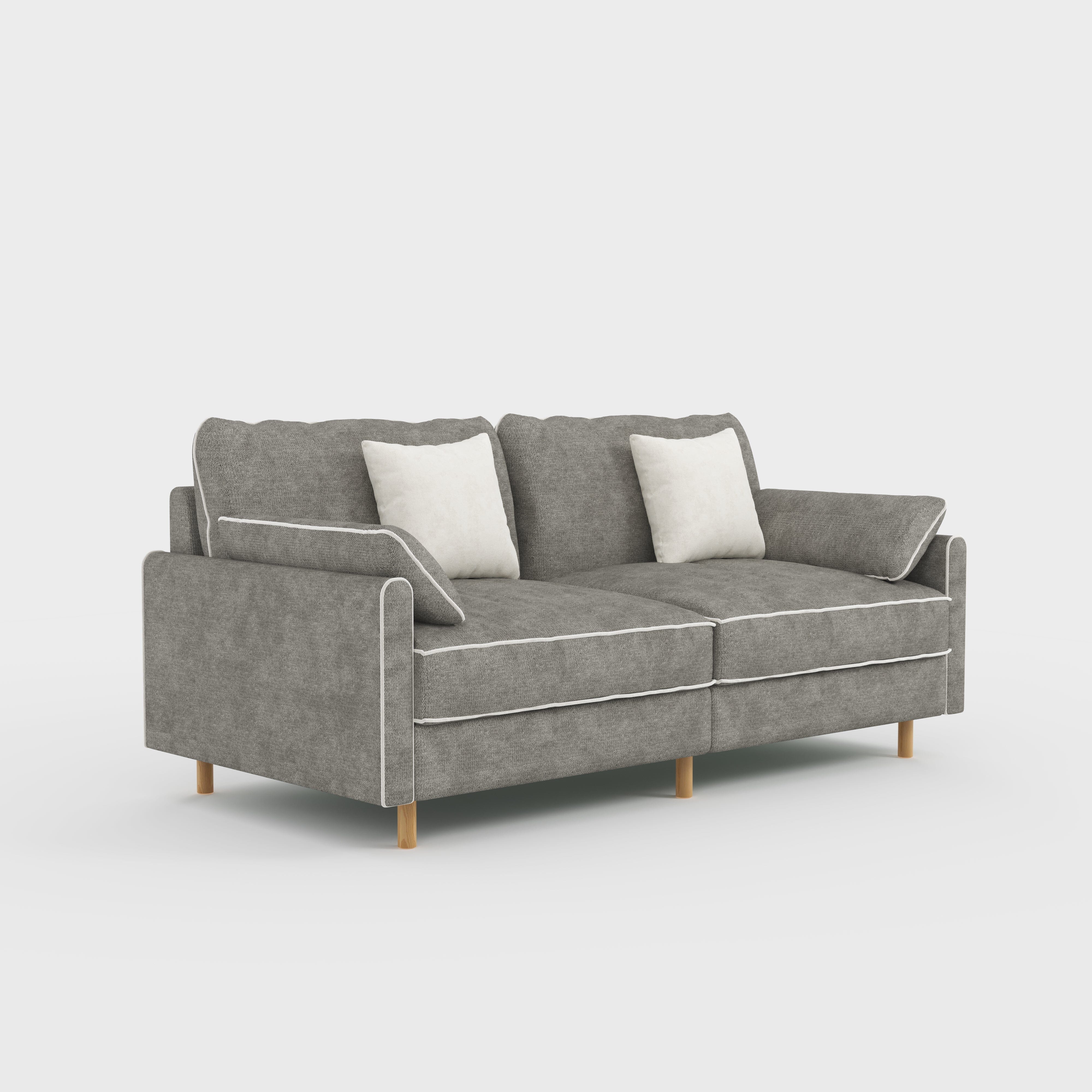 Cotton Linen Detachable Modular Sofa with Fringed Trim Cottonfy UK 2 Seater (without Fringed Trim) Flint Gray In Stock