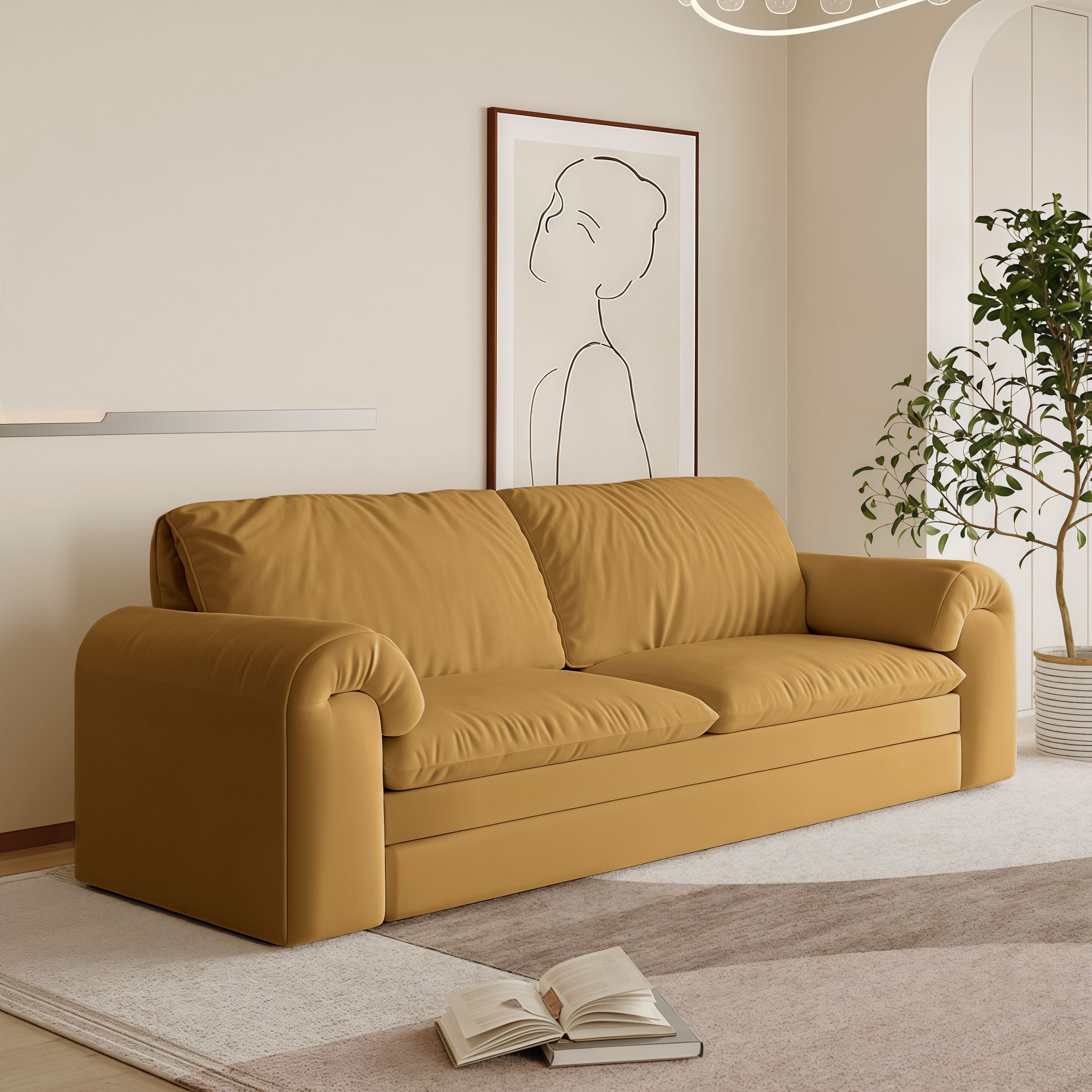 Cottonfy Cream Convertible Sleeper Sofa Bed with Drawers Cottonfy UK 
