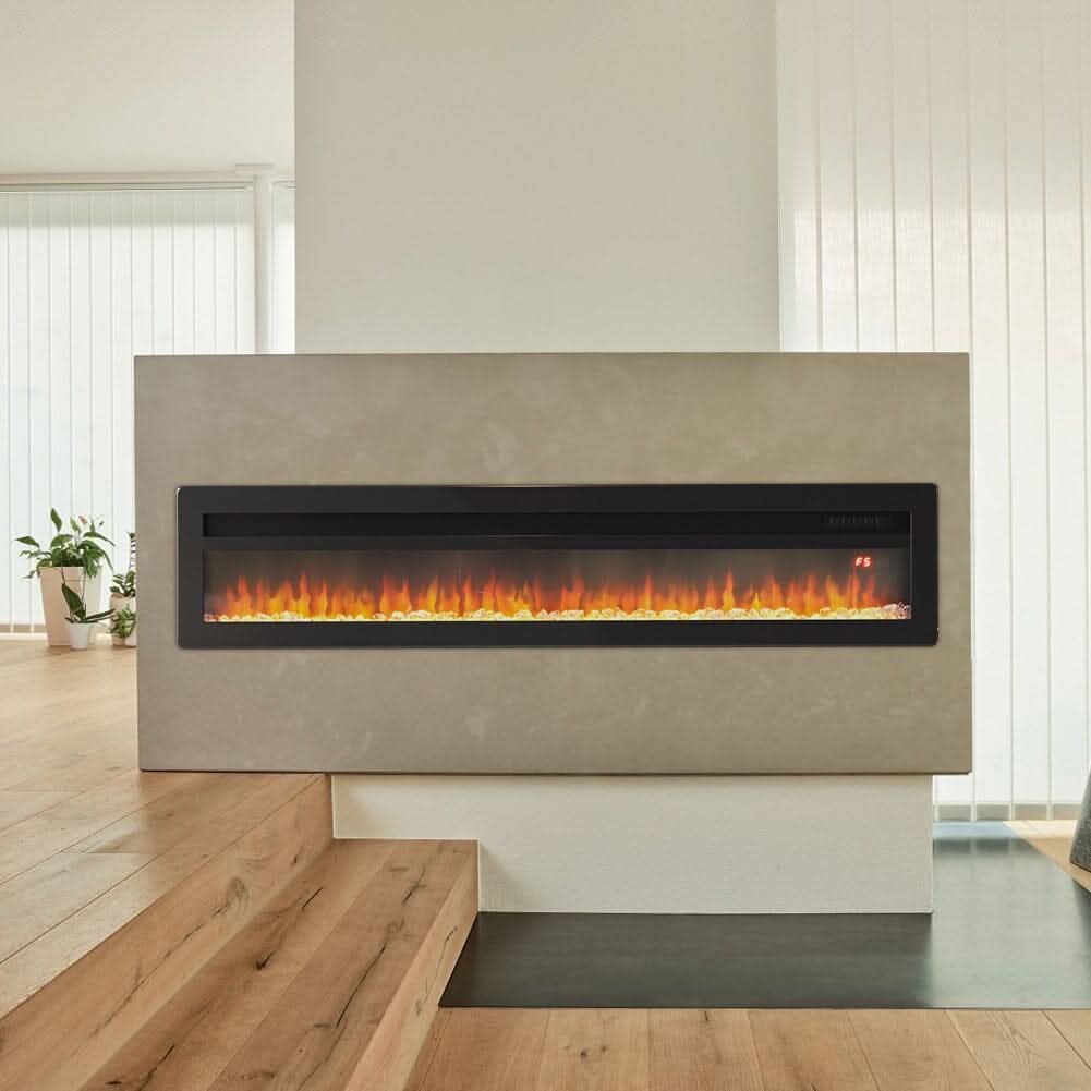 40 50 60 Inch Black White 9 flame Electric Fireplace 1800W Wall Mounted Heater Installation Kit