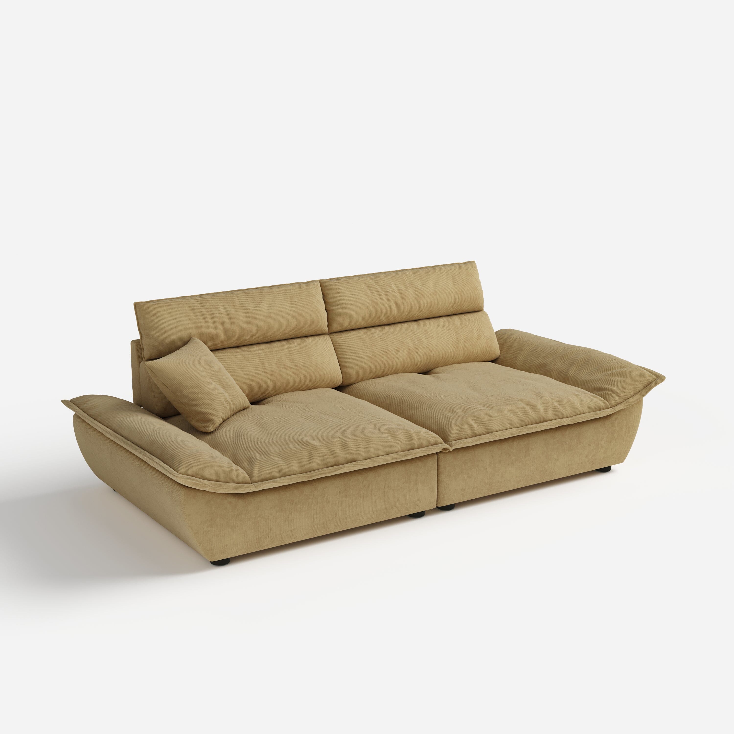 Cottonfy Adjustable Backrest Sailboat Corduroy Sofa Green Cottonfy UK 260CM Beige 