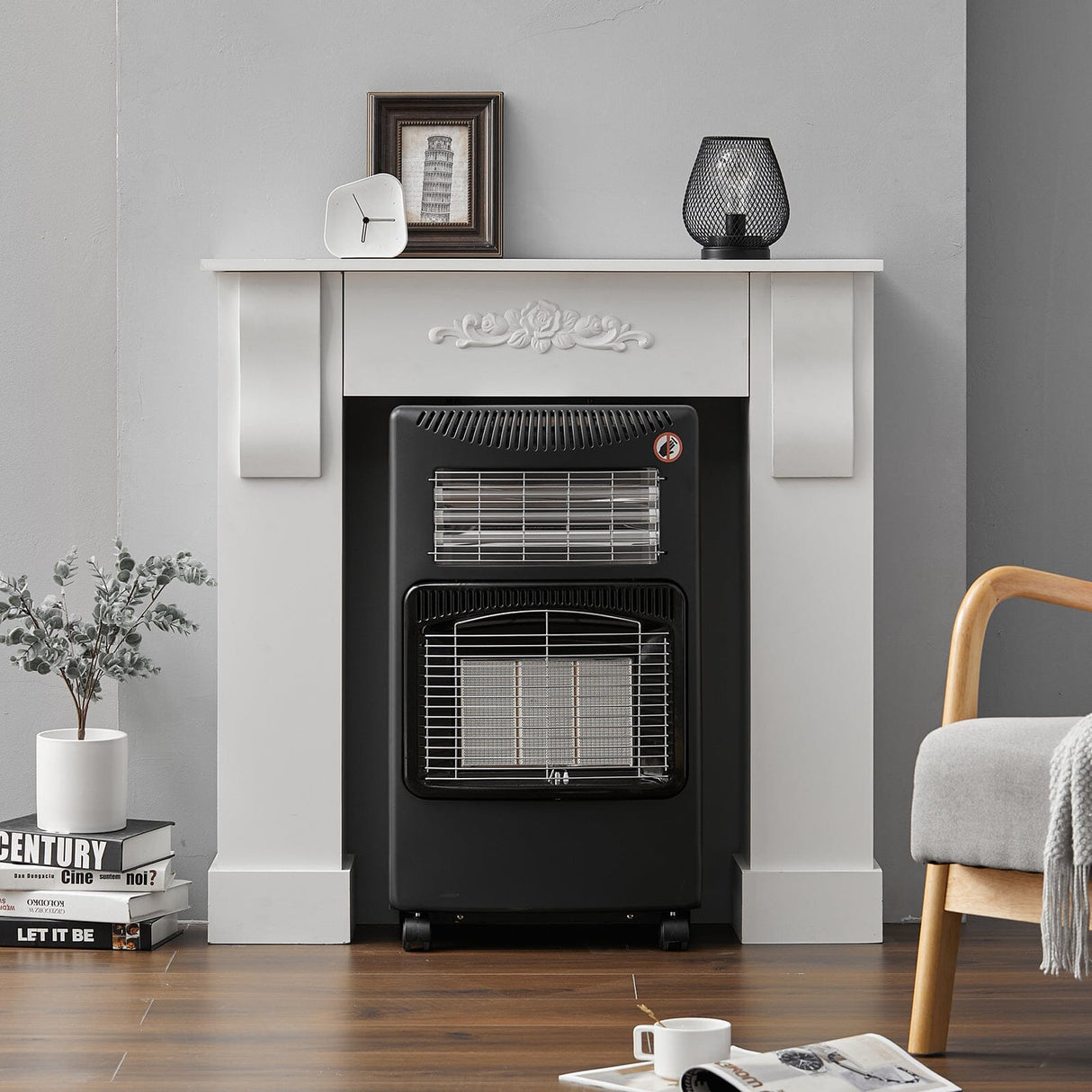 4.2KW Electric and Gas Heater Movable Tank Cabin with Ceramic Infrared Heater Space Heaters Living and Home 
