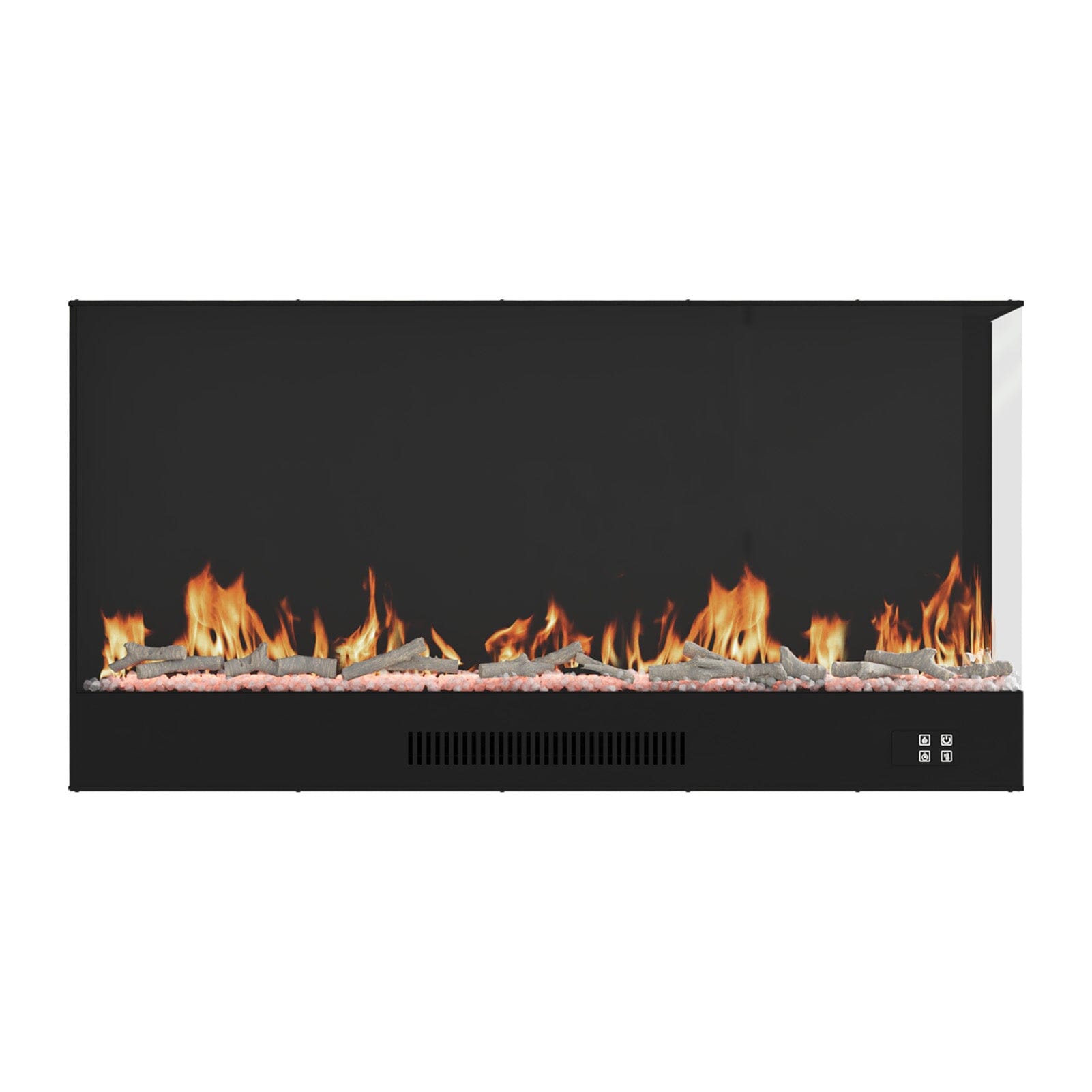 Smallbee 117cm/150cm L-Shaped Electric Fireplace – WiFi Control, LED Display, Resin Logs & Crystal Stones with Heating Smallbee UK 
