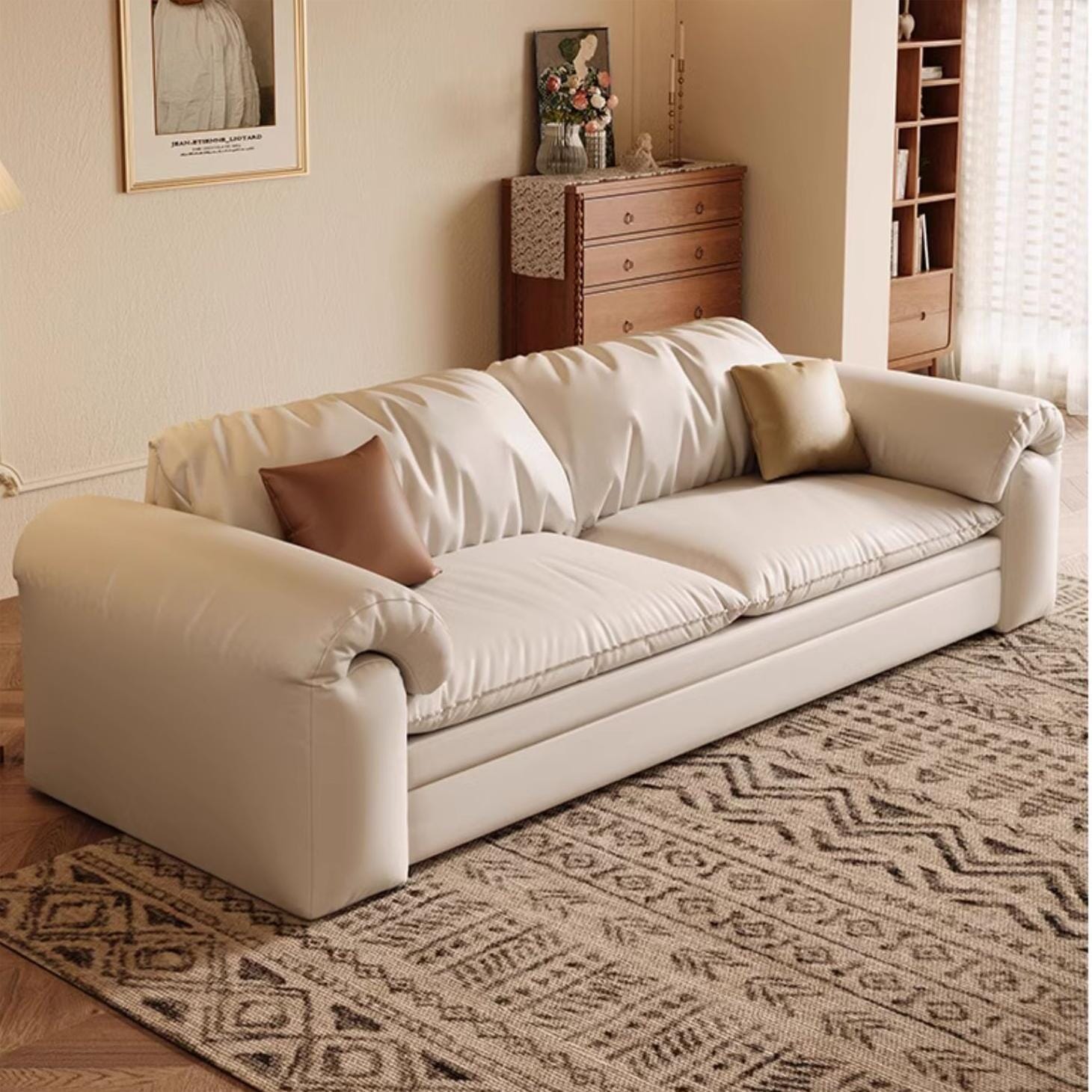 Cottonfy Cream Convertible Sleeper Sofa Bed with Drawers Living and Home 