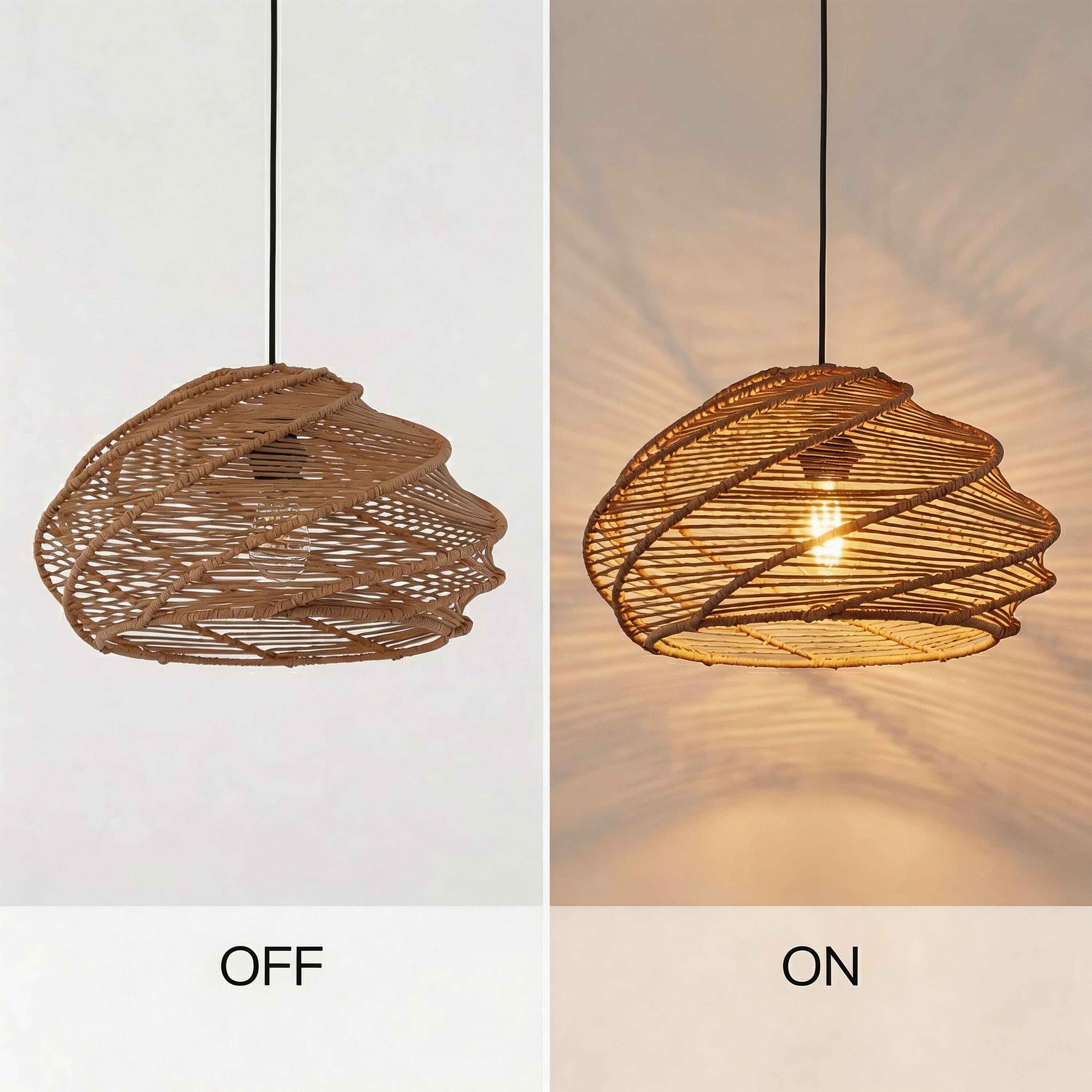 Lightsin Spiral woven paper rope pendant light with iron frame