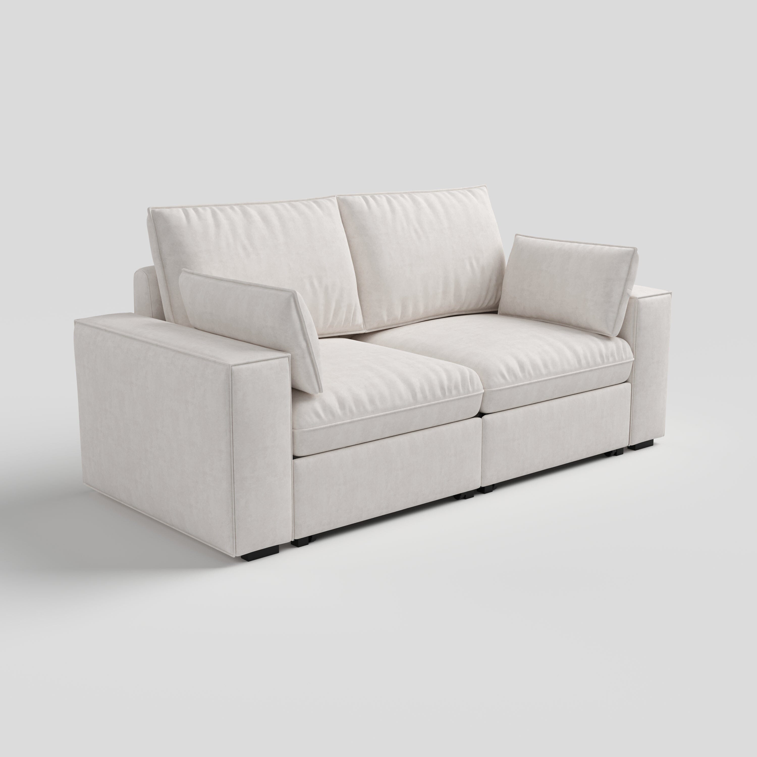 Cottonfy Creamy Tofu Block Pullout Sofa Bed with Storage Cottonfy UK 