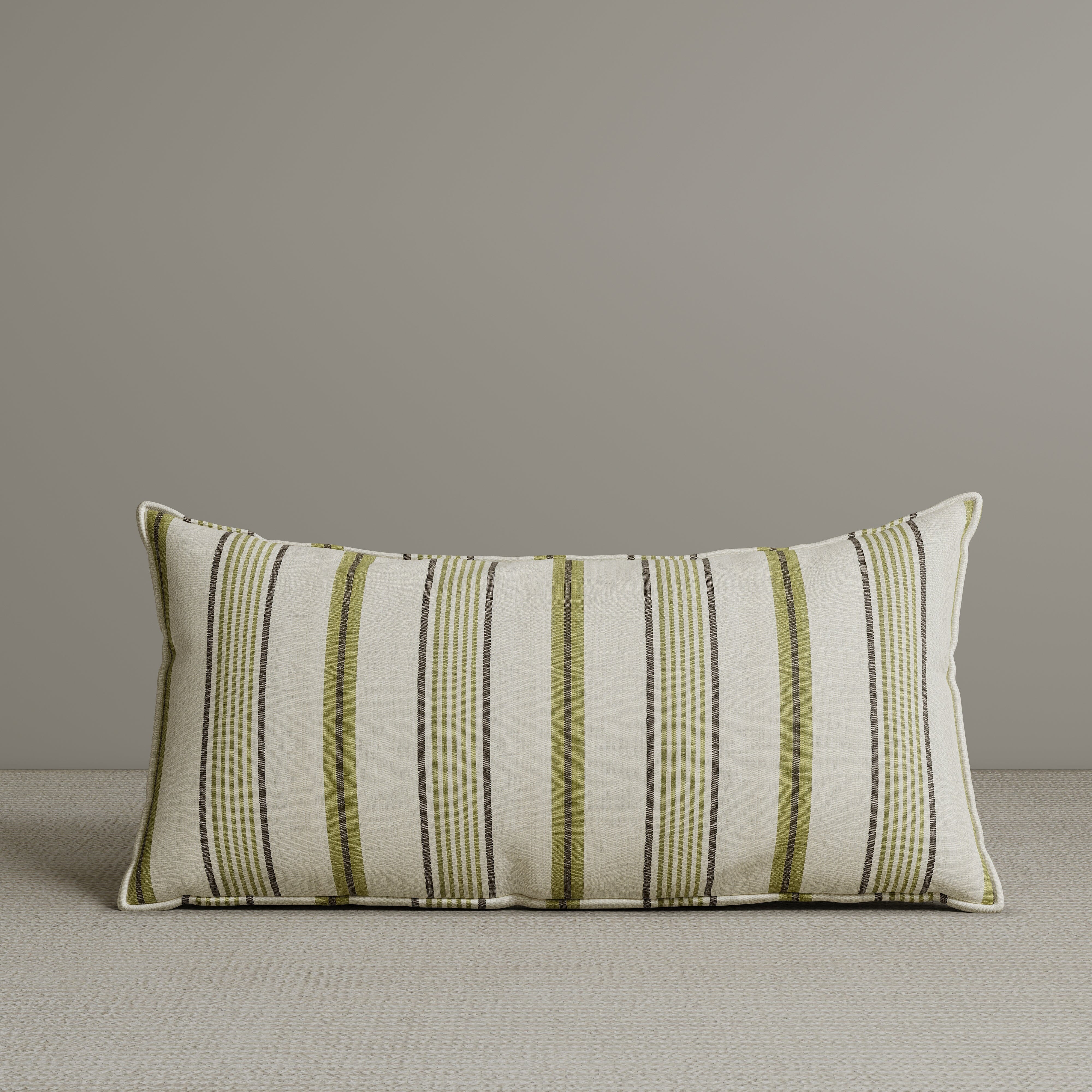 Exclusive Waist Cushion in Moss Green Striped Cotton Linen, 56*27*12 CM Cottonfy UK 1 PC In Stock 