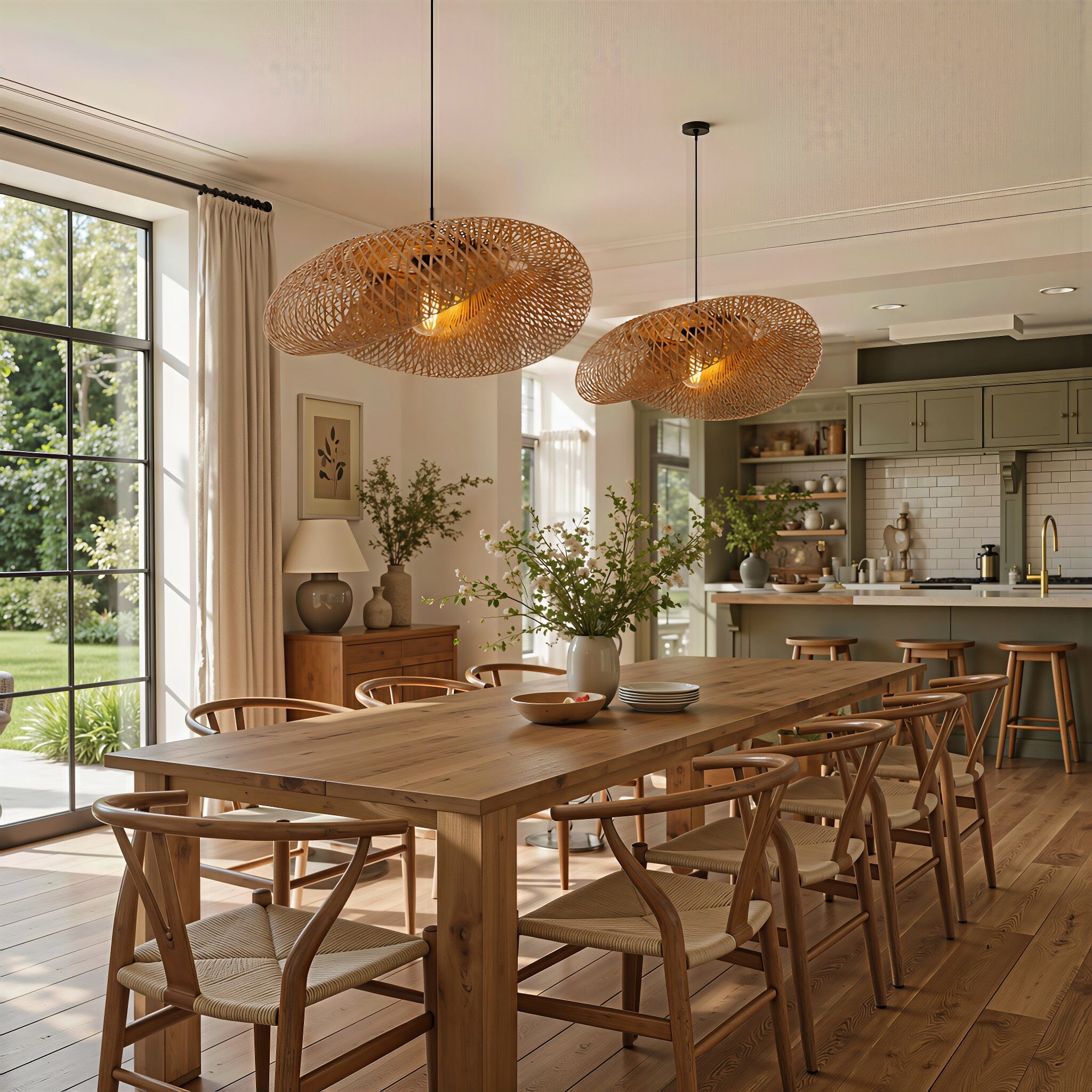 Lightsin Eco-Friendly Handmade Bamboo Pendant Light 60/80cm for Dining Room & Living Room Lightsin UK 