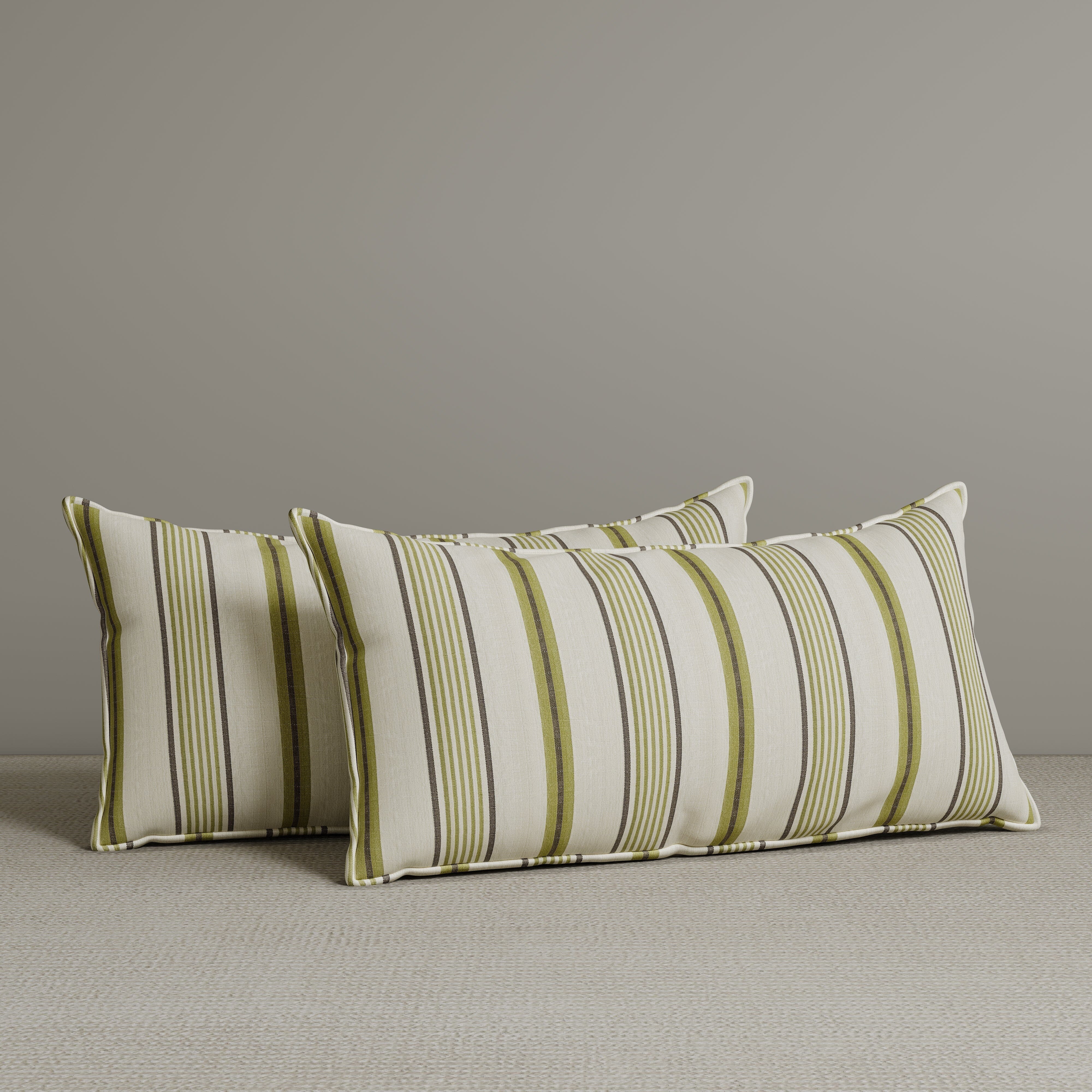 ‍Exclusive Waist Cushion in Moss Green Striped Cotton Linen, 56*27*12 CM (100% off) Cottonfy UK 