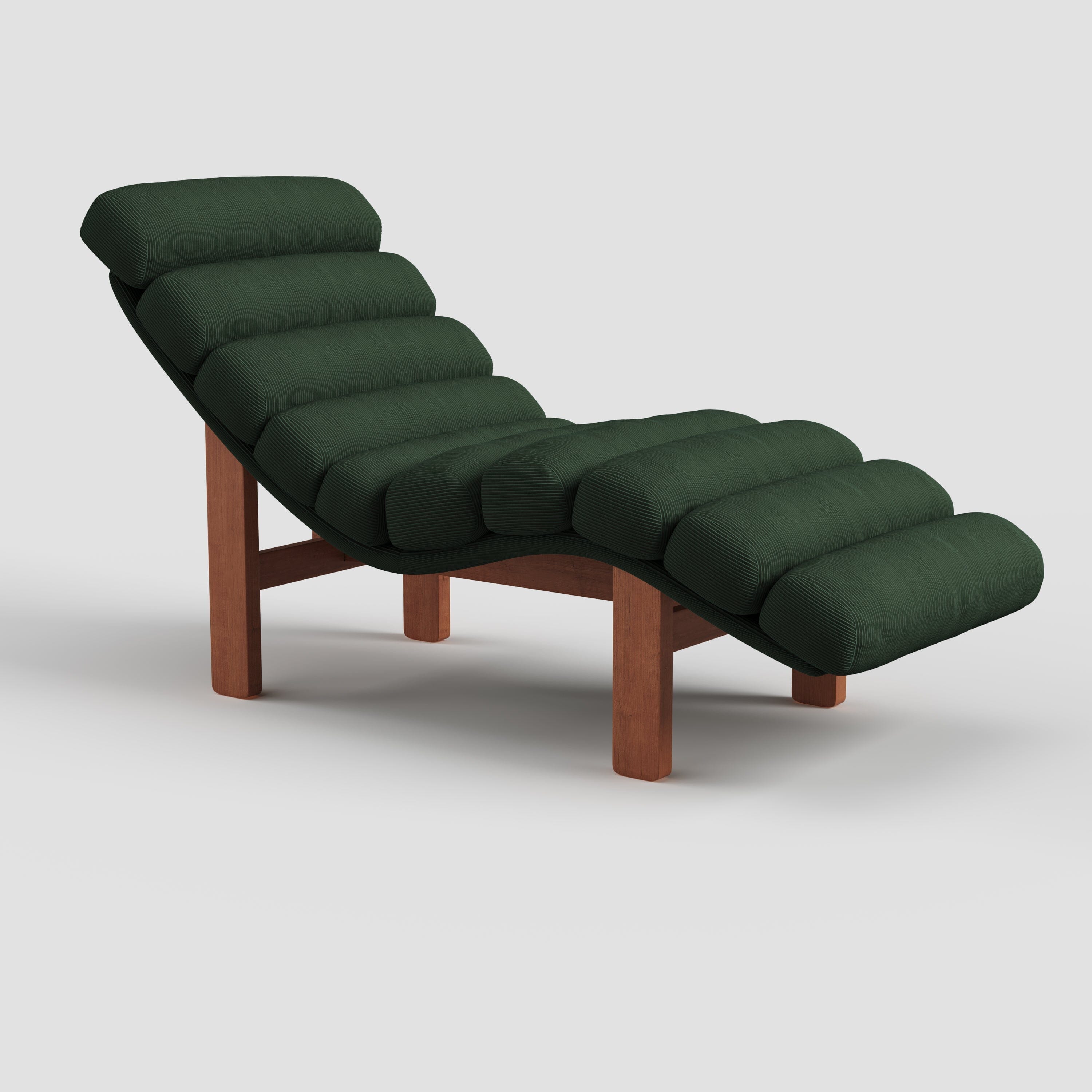 ‍Cottonfy Modern Ergonomic Corduroy Chaise Lounge with Natural Wooden Frame (100% off) Cottonfy UK Dark Green 