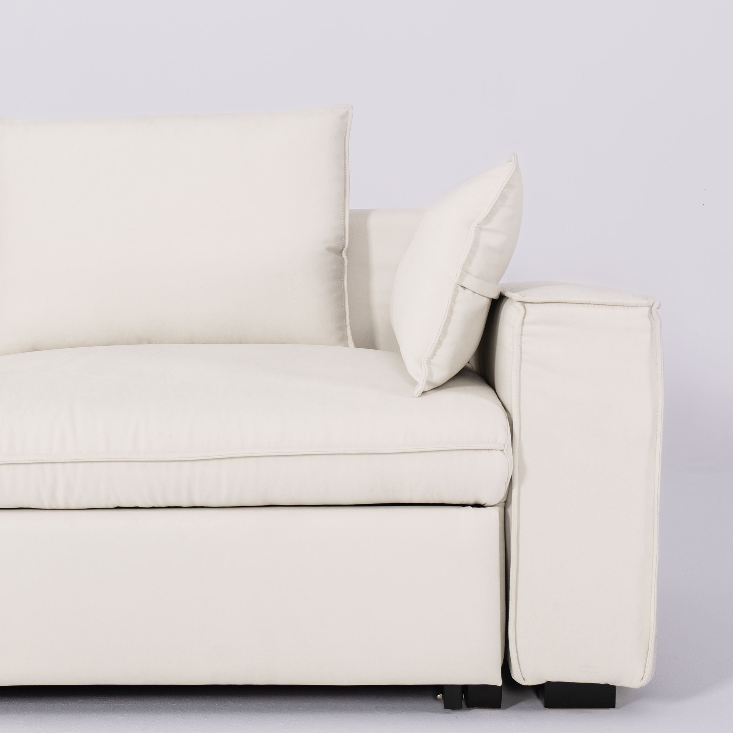 Cottonfy Creamy Tofu Block Pullout Sofa Bed with Storage Cottonfy UK 