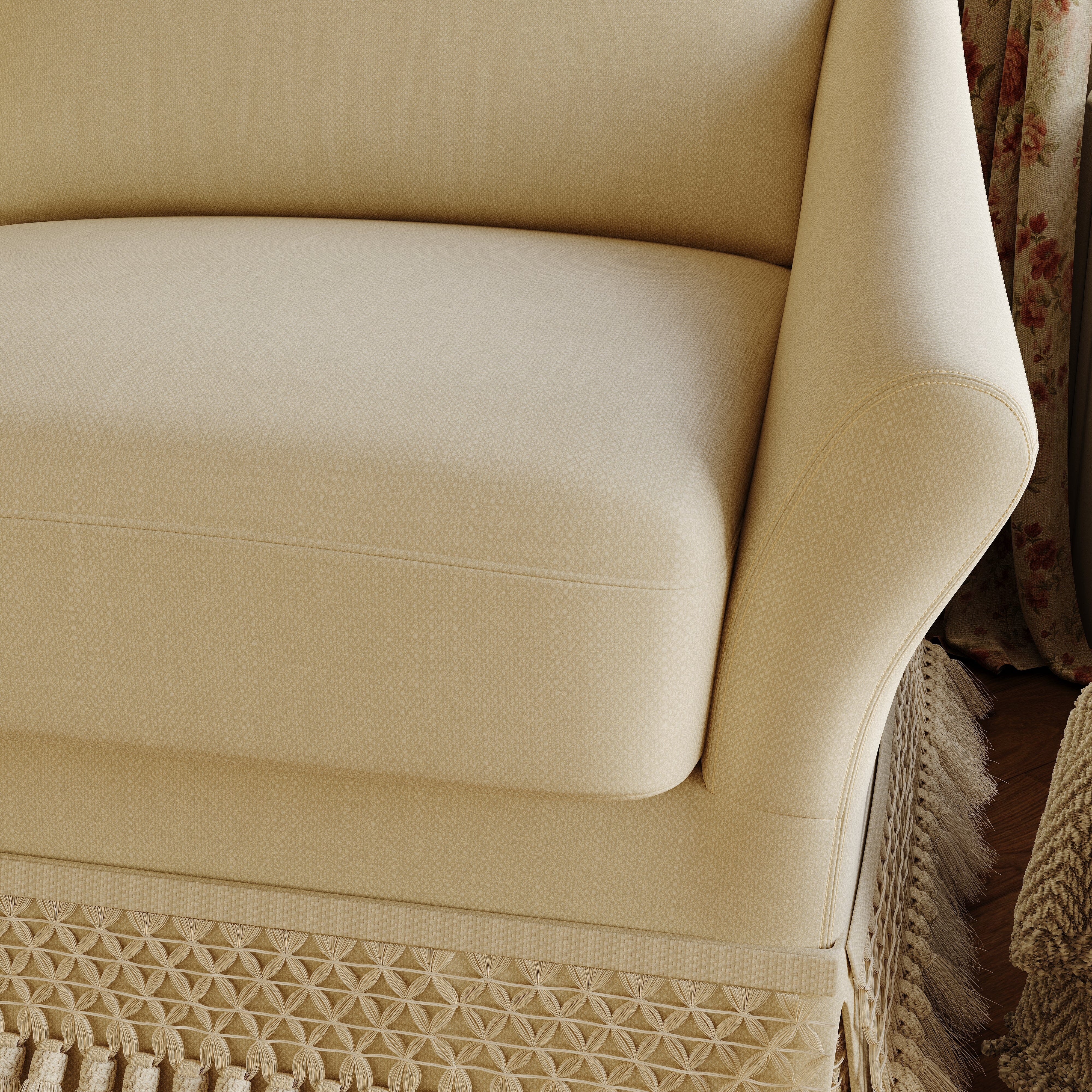 Cottonfy Slipcover Linen Armchair with Fringe Cottonfy UK 