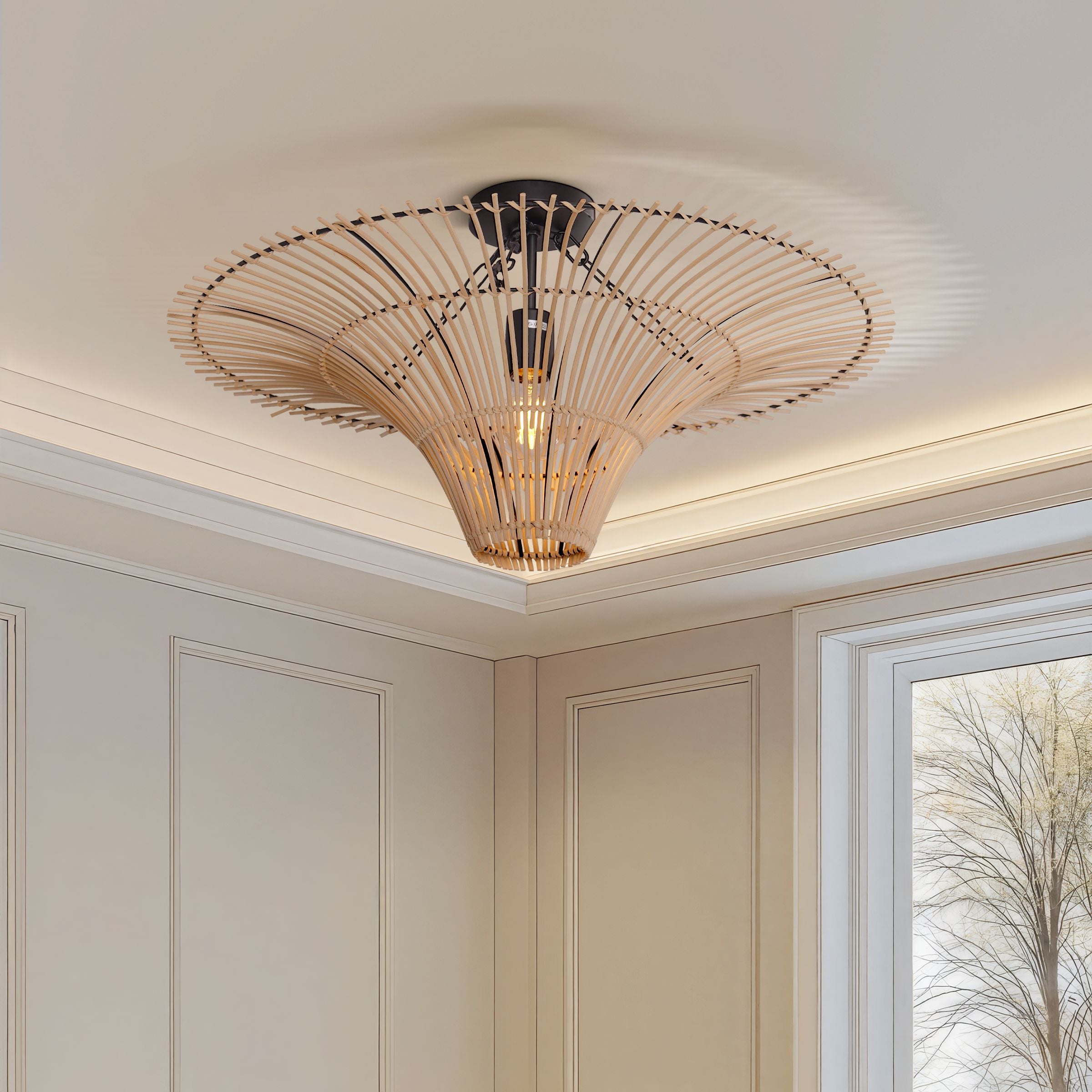 Lightsin Flying Saucer-Shaped LED Rattan Pendant Light Lightsin UK 