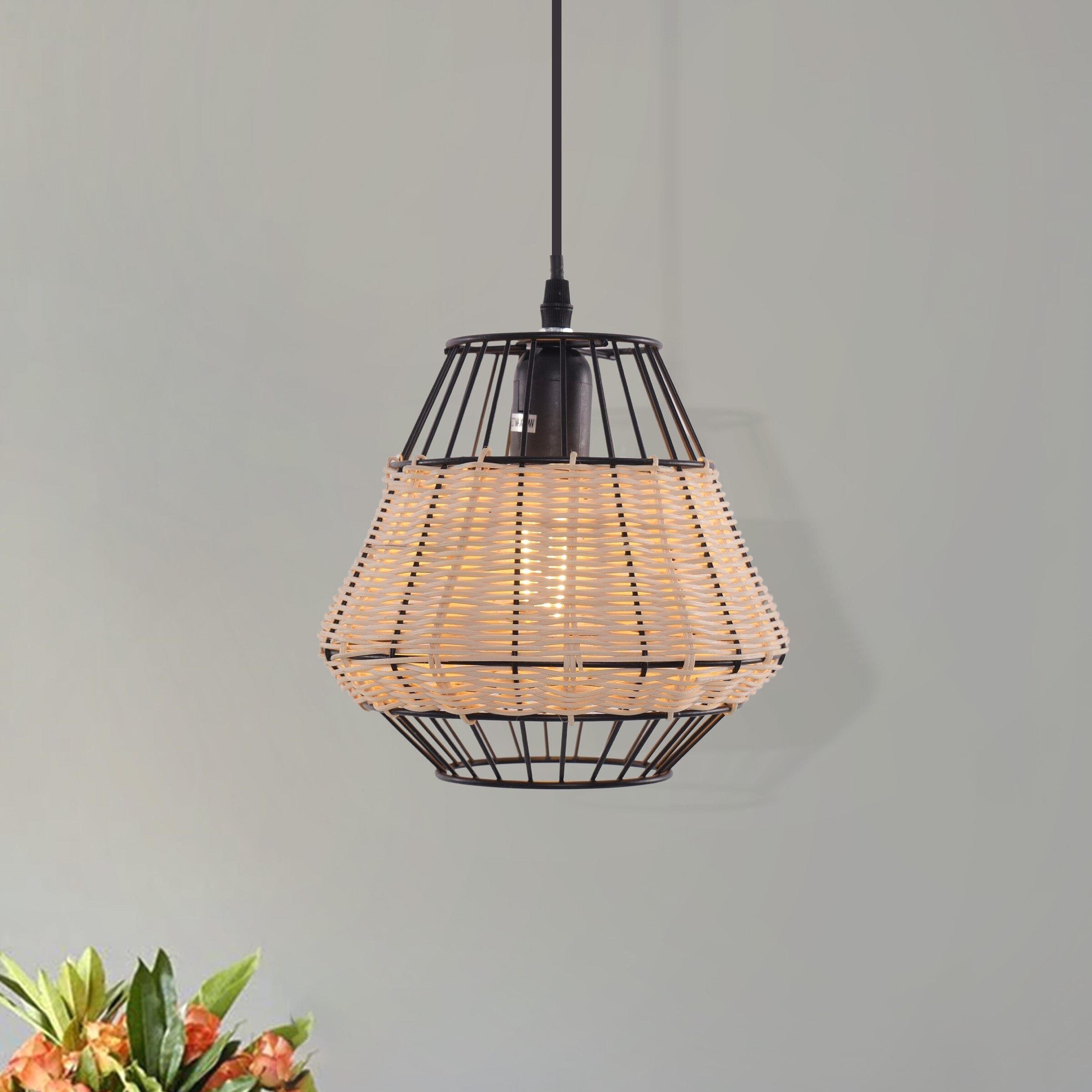 ‍Lightsin Rustic Iron Woven Rattan Pendant Light for Dining Room, Reading Corner & Bedroom (100% off) Living and Home H 