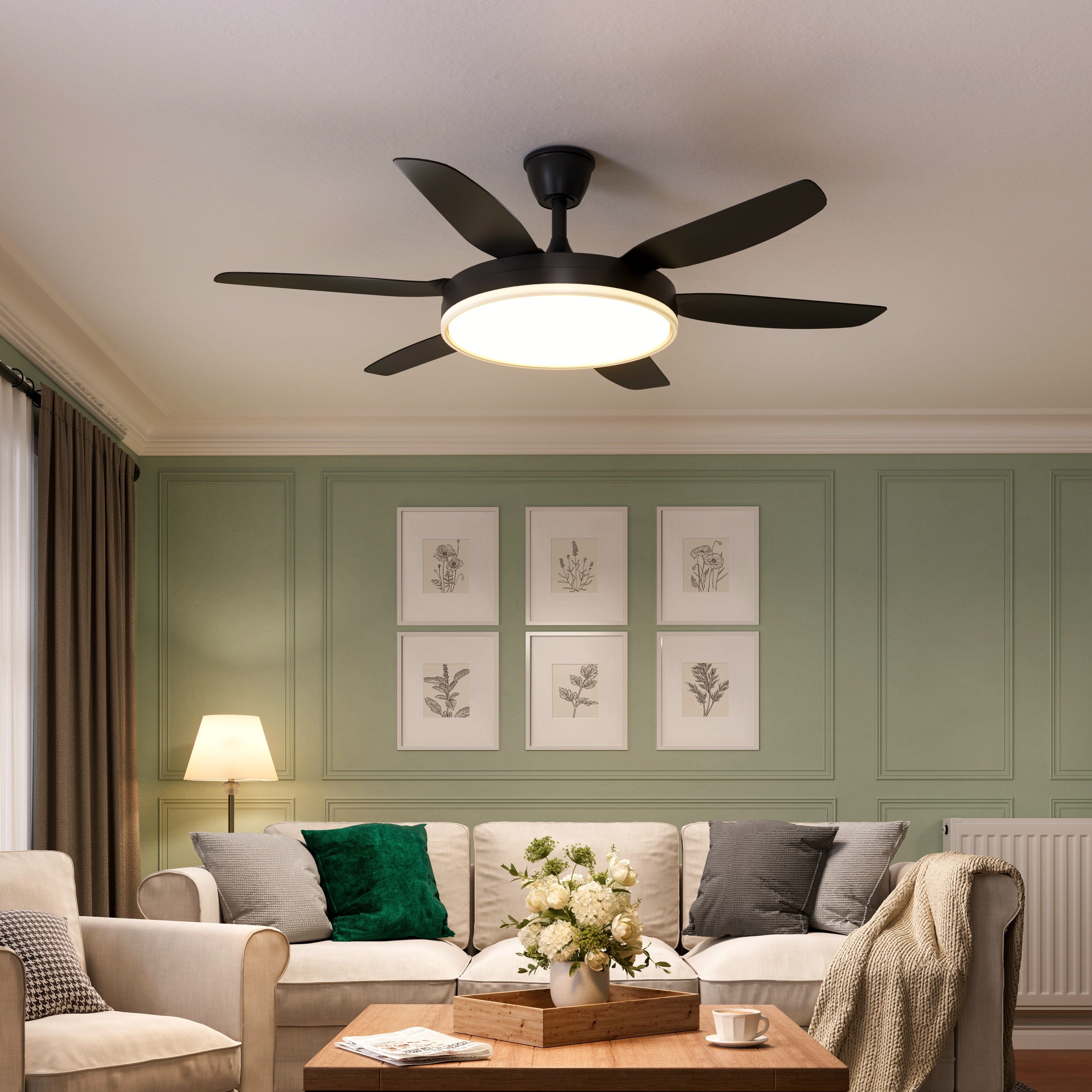 Lightsin Modern Black 57inch LED Ceiling Fan with Remote Control Lightsin UK 