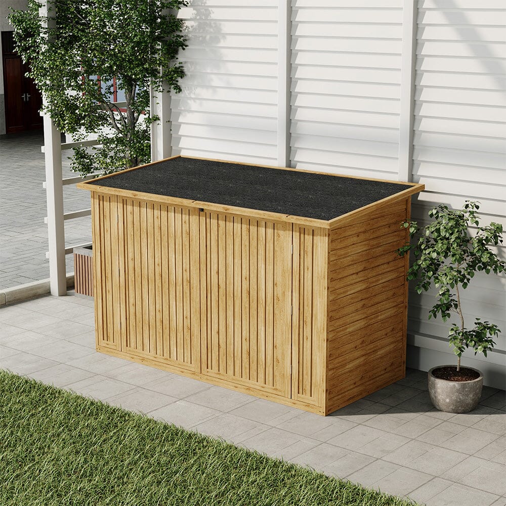Wooden Bicycle Shed with Asphalt Roof and Steel Locking Door Living and Home 7.22 × 3.38 × 4.36 ft 
