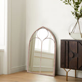 Distressed Gold Arched Window Wall Mirror with Iron Frame Wall Mirrors Living and Home 