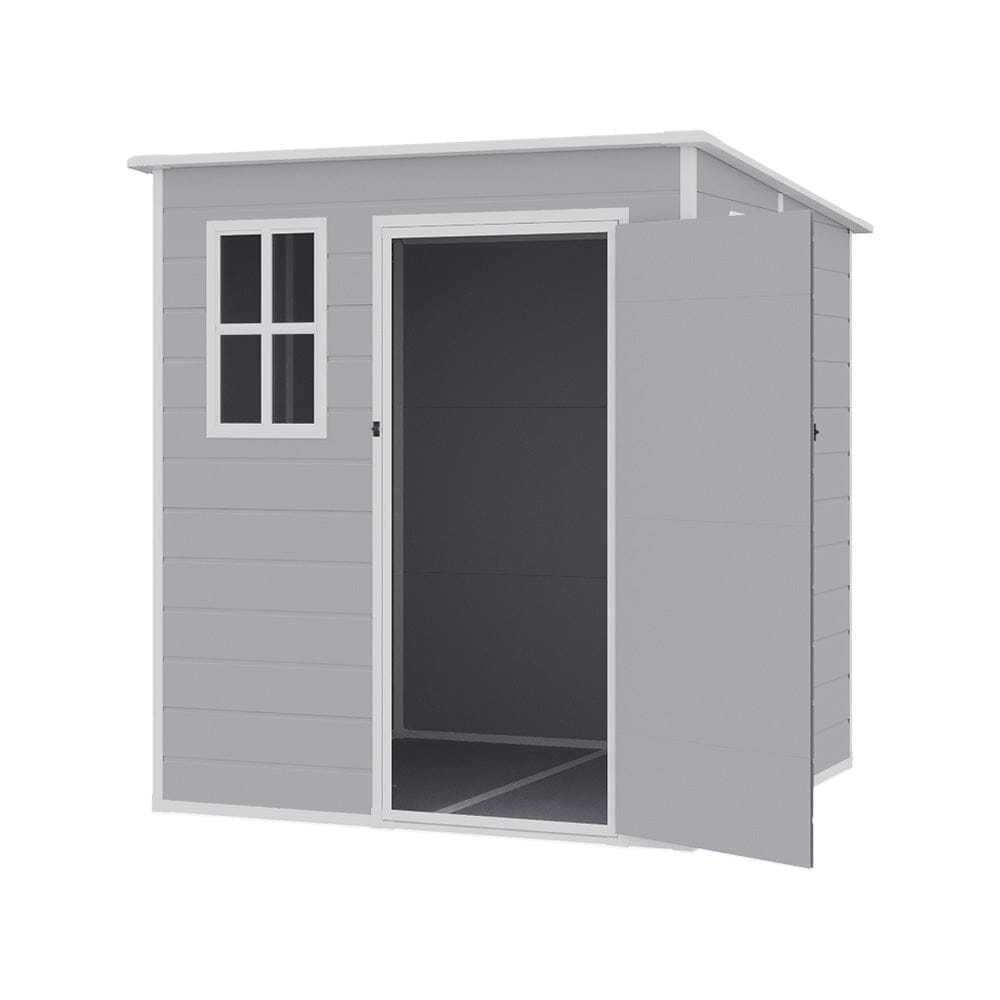8x4/6x6ft PP Outdoor Apex/Flat Roof Garden Storage Shed with Window and Vent Living and Home 