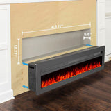 40/50/60 Inch Black/White Electric Fireplace 1800W Wall Mounted Heater With Installation Kit Wall Mounted Fireplaces Living and Home 