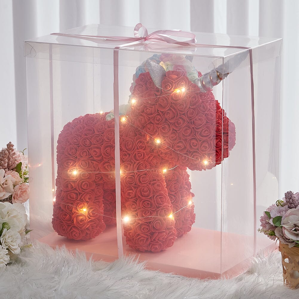 Simulation Foam Forever Rose Red Unicorn Gift Box with Warm Light Strip Living and Home 