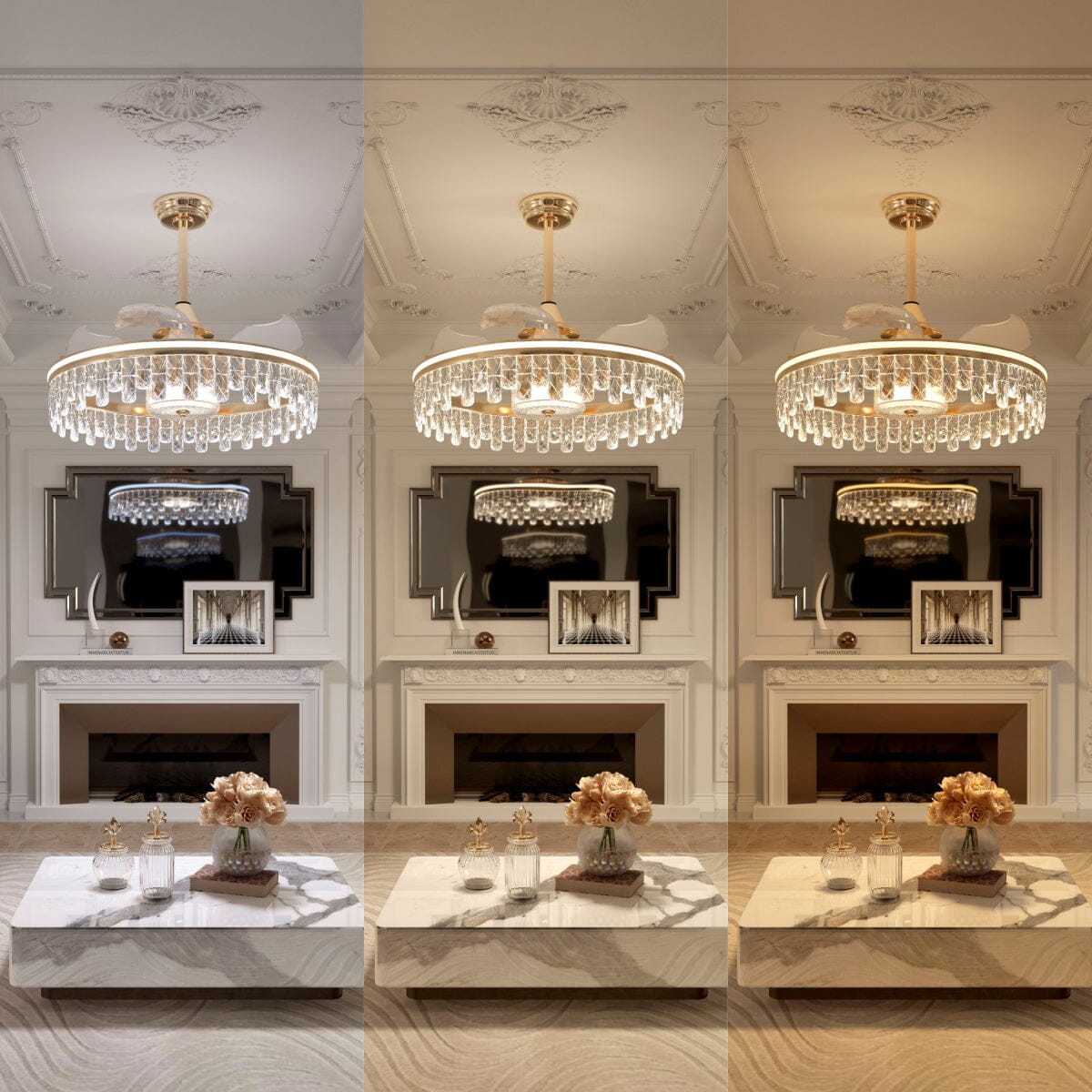 Lightsin 60cm Modern Gold Crystal Ceiling Fan with Light Lightsin UK 