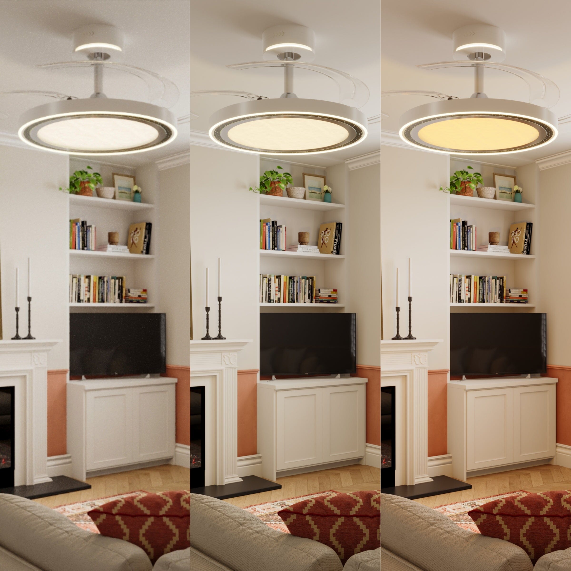 White 48 Inch Reversible LED Ceiling Fan Light with Remote Lightsin UK 
