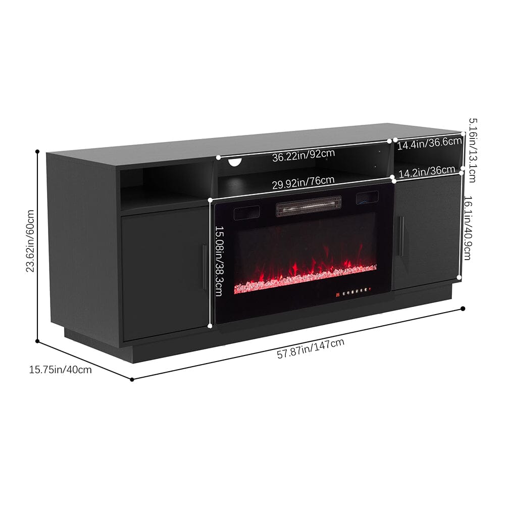 30Inch Electric Fireplace TV Stand | Large Media Cabinet with 24 Colour Options Living and Home 