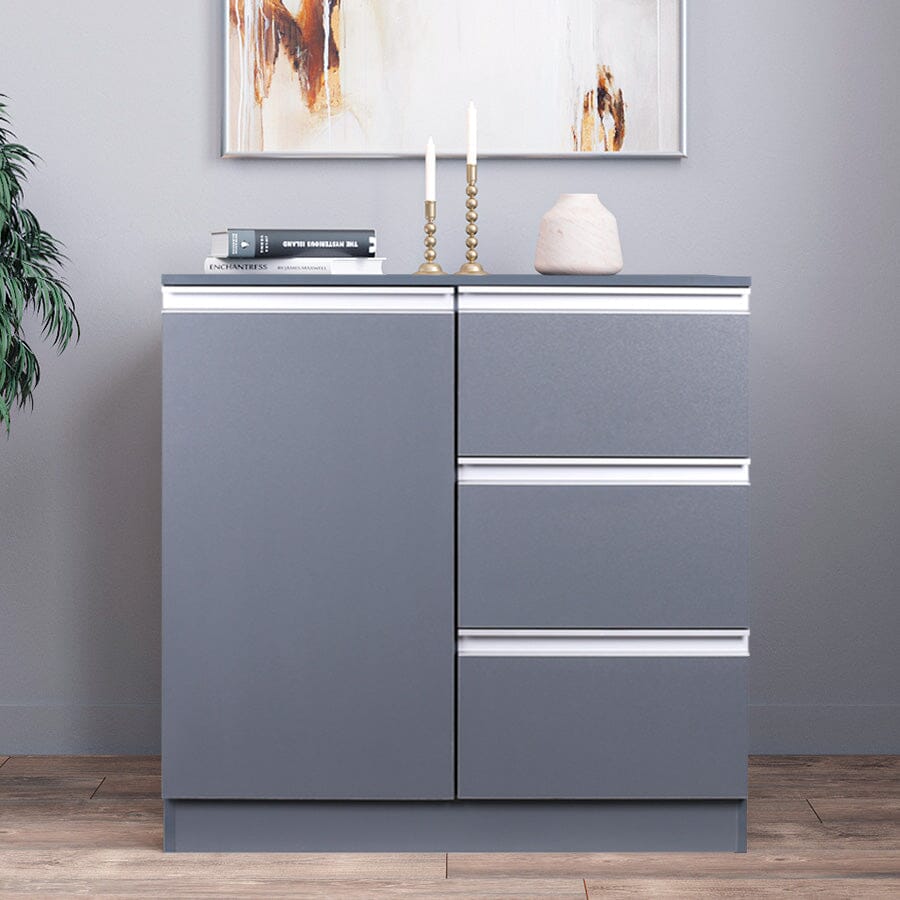 80cm W Grey Sideboard Cabinet with 3 Drawers Cabinets Living and Home 