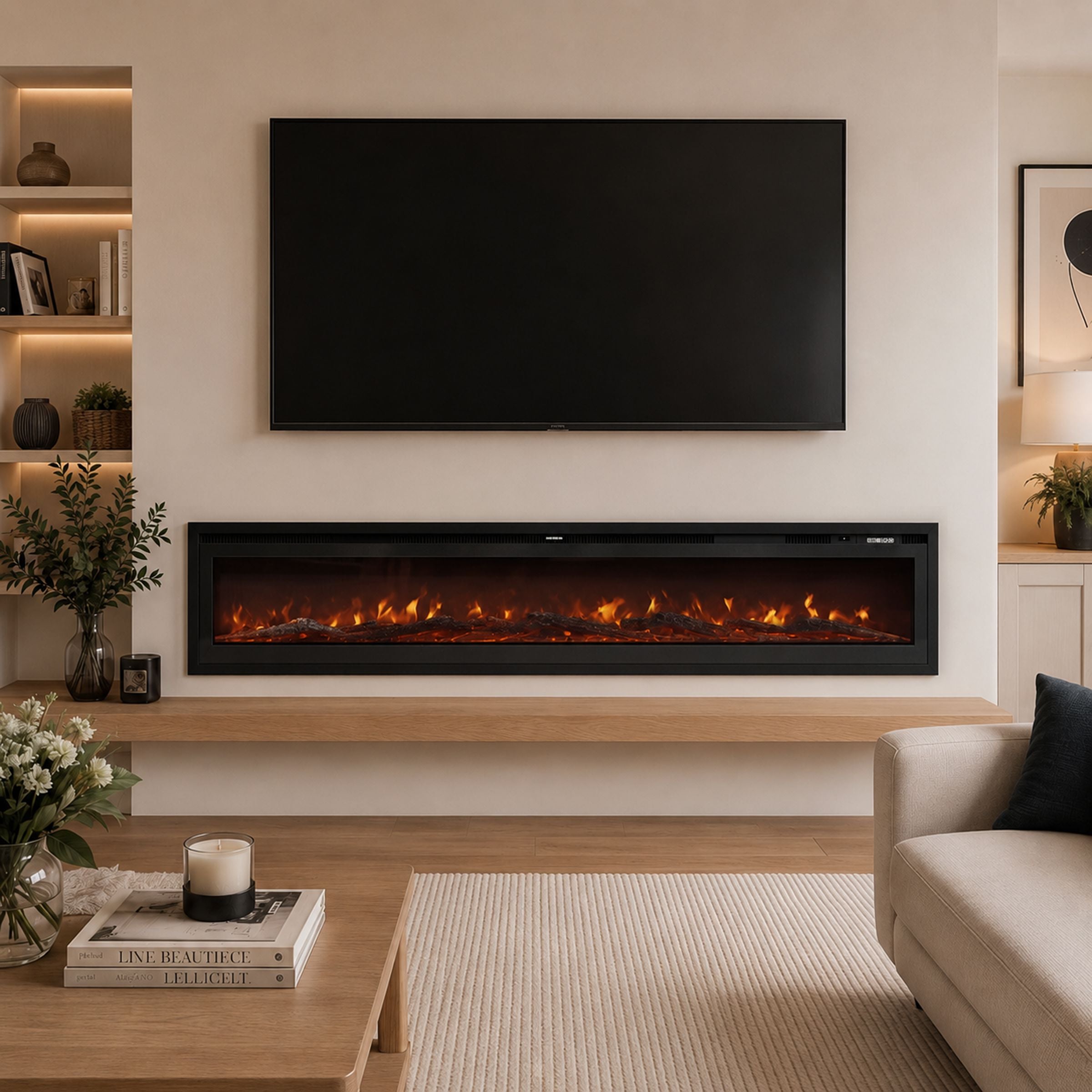 40/50/60/70/80 Inch Electric Fireplace 12 Colour LED Flame Effect Heater with Remote Control Freestanding Fireplaces Living and Home 
