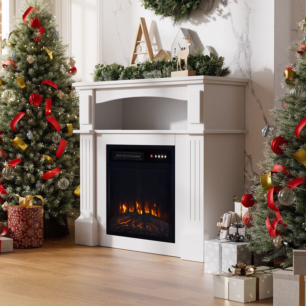 Wood Grain Fireplace Cabinet with 18inch Electric Fire | Touchscreen-enabled & remote-controlled Living and Home 